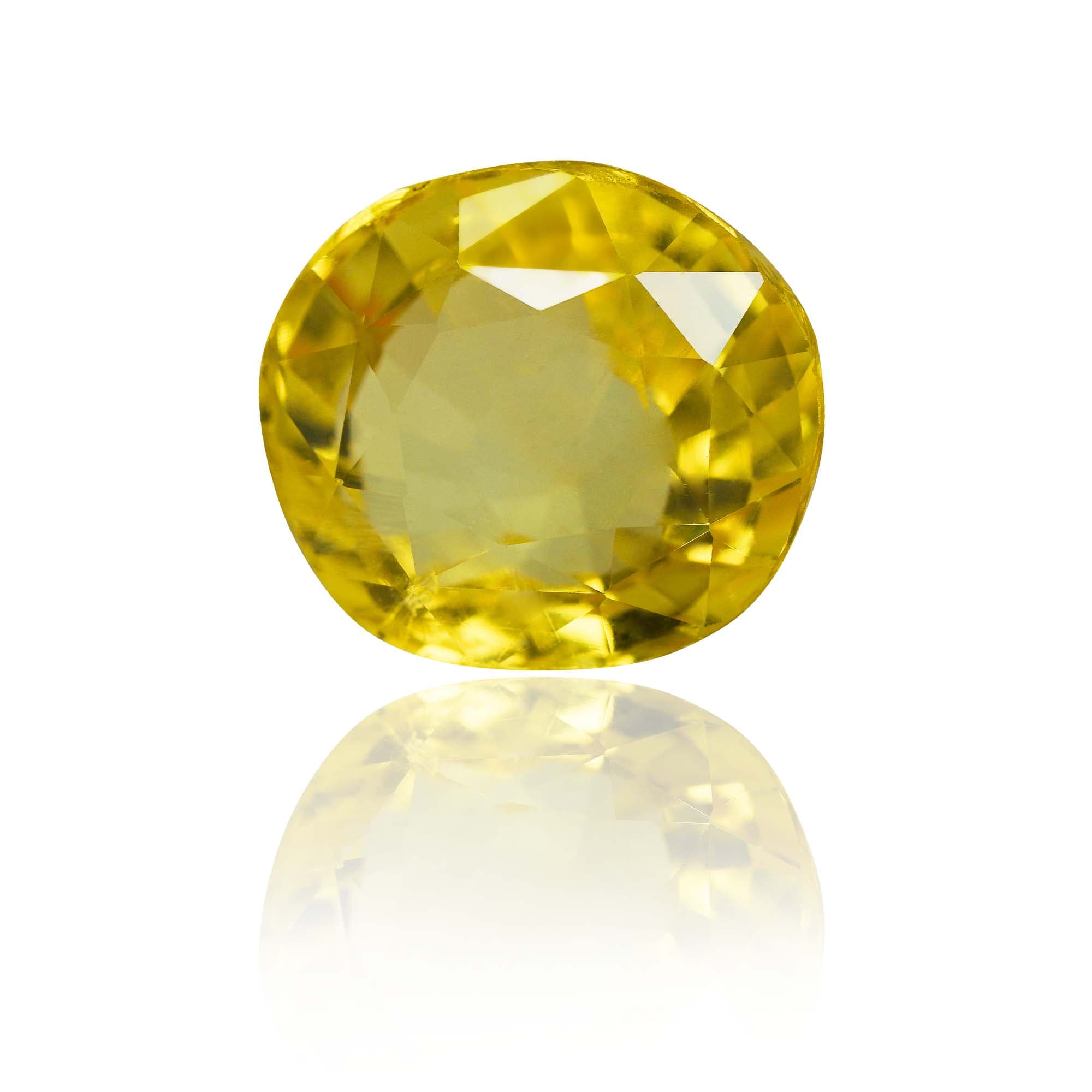 Natural Unheated Yellow Sapphire (Pukhraj) 2.7 Ct, Oval, Ceylon – IGTL Certified – front view
