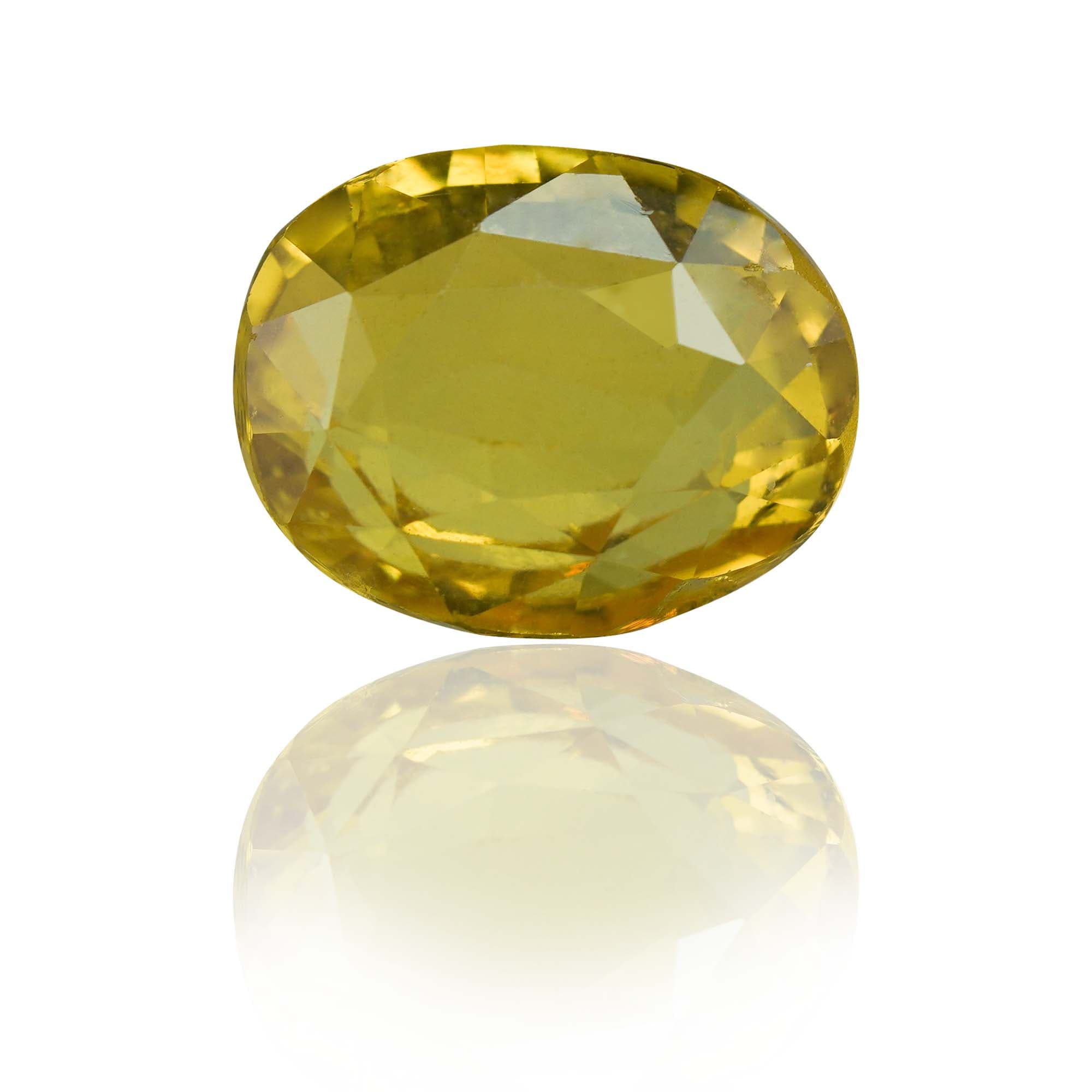 Natural Unheated Yellow Sapphire (Pukhraj) 2.77 Ct, Oval, Ceylon – IGTL Certified – front view
