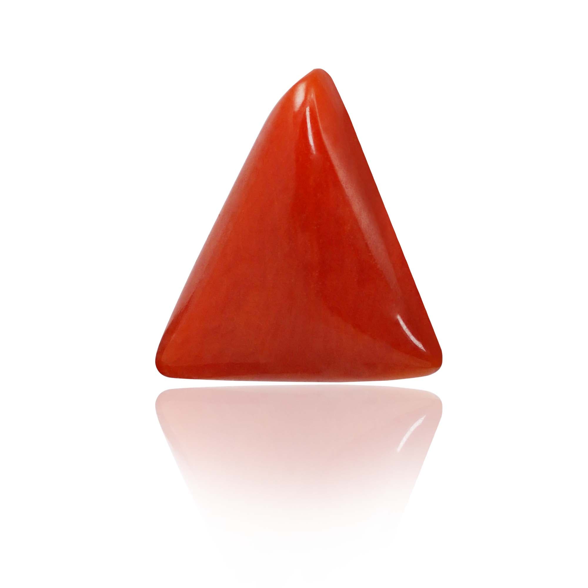 Natural Red Coral (Moonga) 2.05 Ct, Triangle, Italian – IGTL Certified – front view