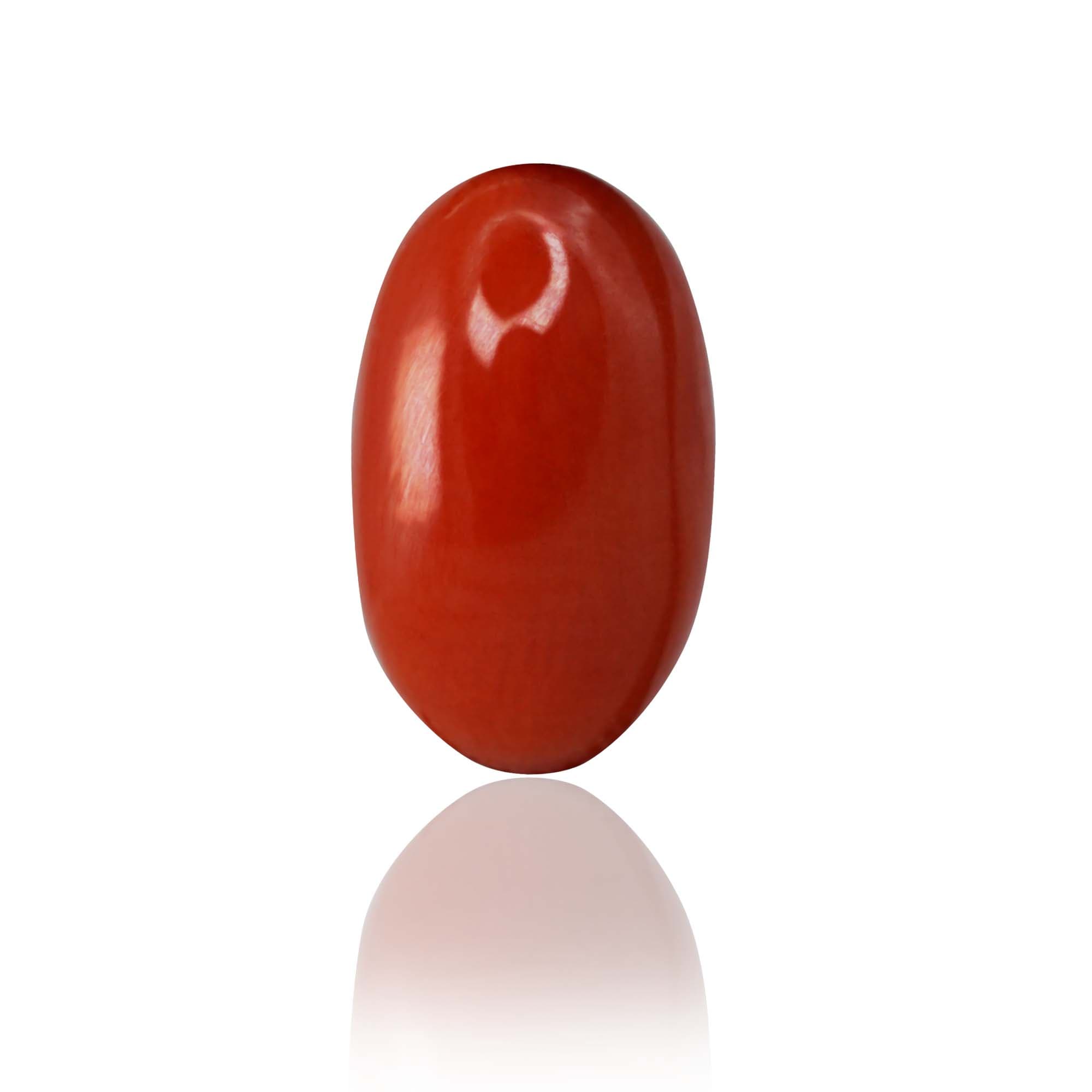 Natural Red Coral (Moonga) 2.65 Ct, Oval, Italian – IGTL Certified – front view