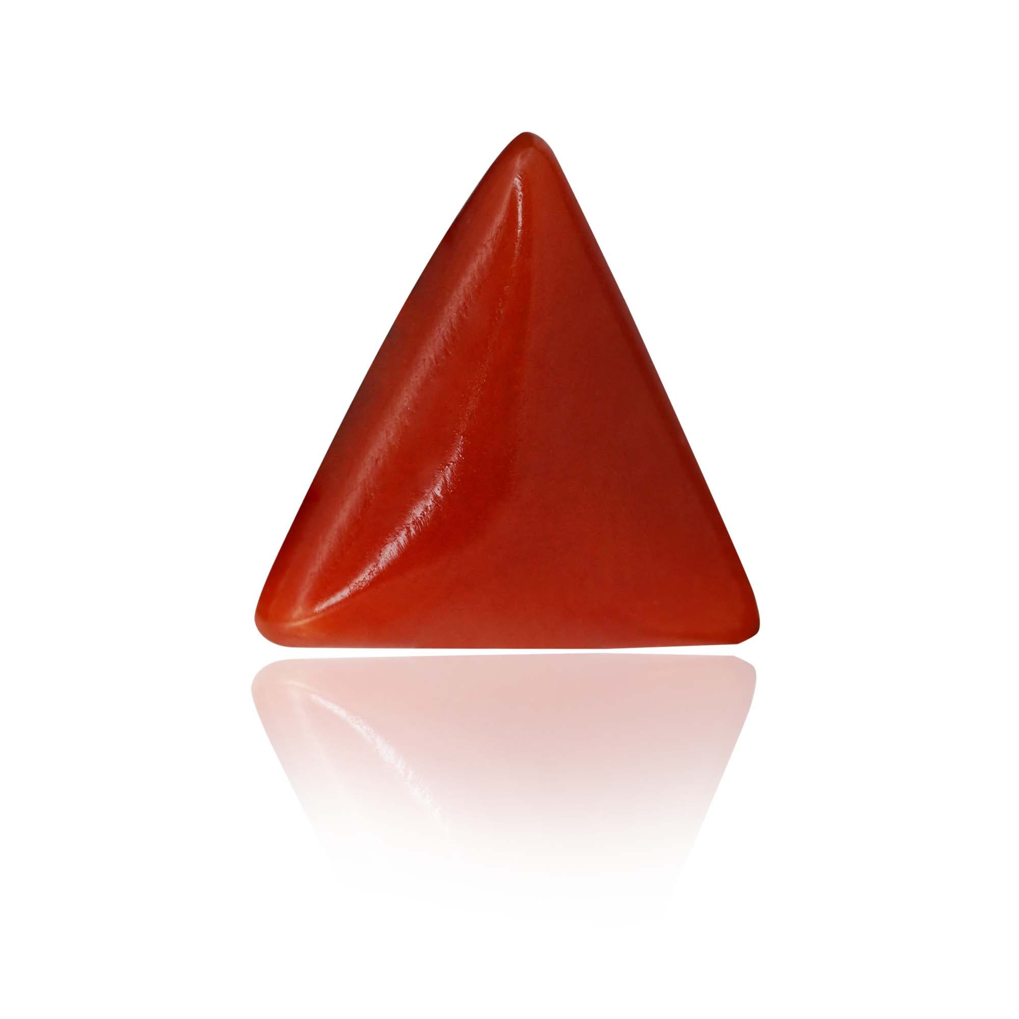 Natural Red Coral (Moonga) 2.04 Ct, Triangle, Italian – IGTL Certified – front view