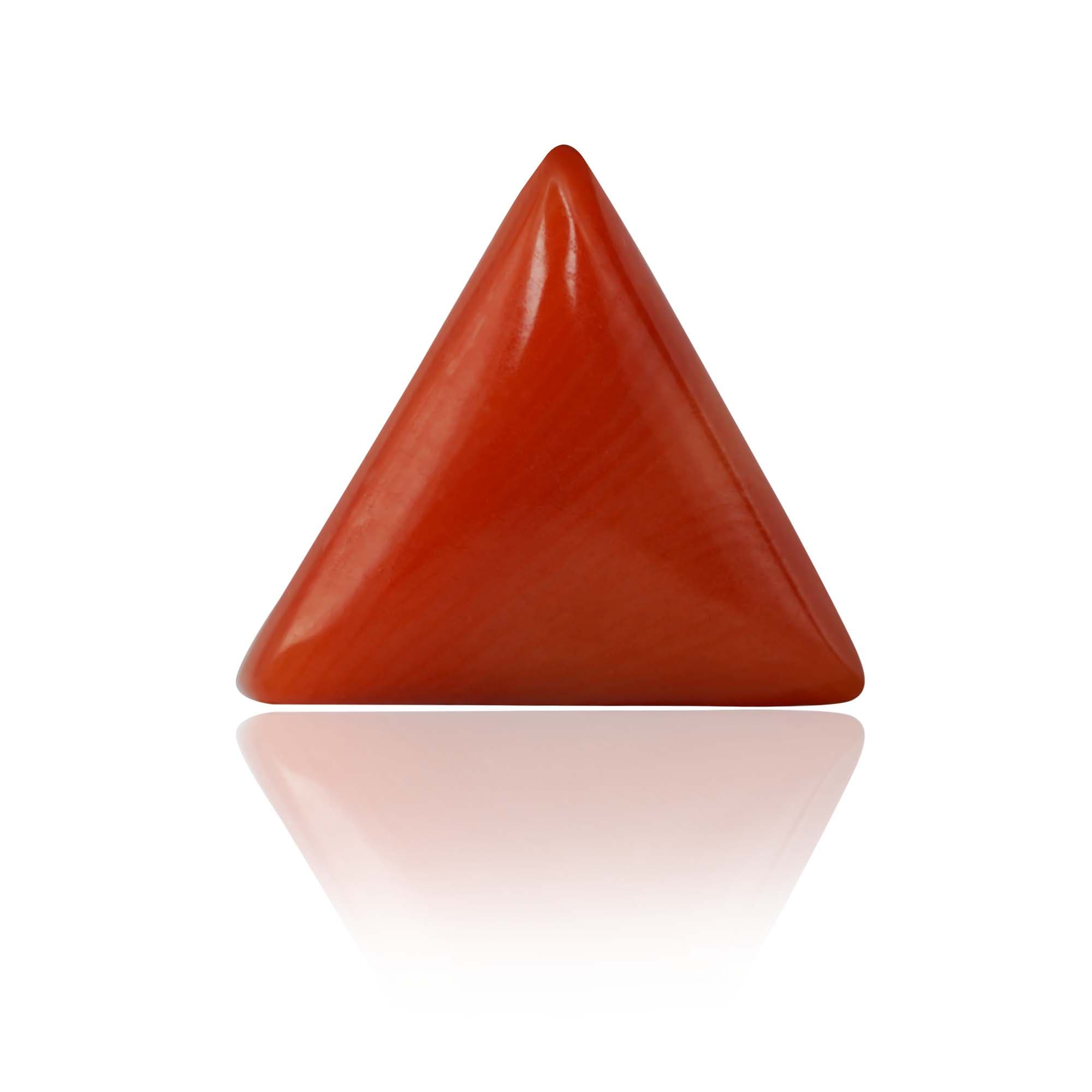 Natural Red Coral (Moonga) 2.68 Ct, Triangle, Italian – IGTL Certified – front view