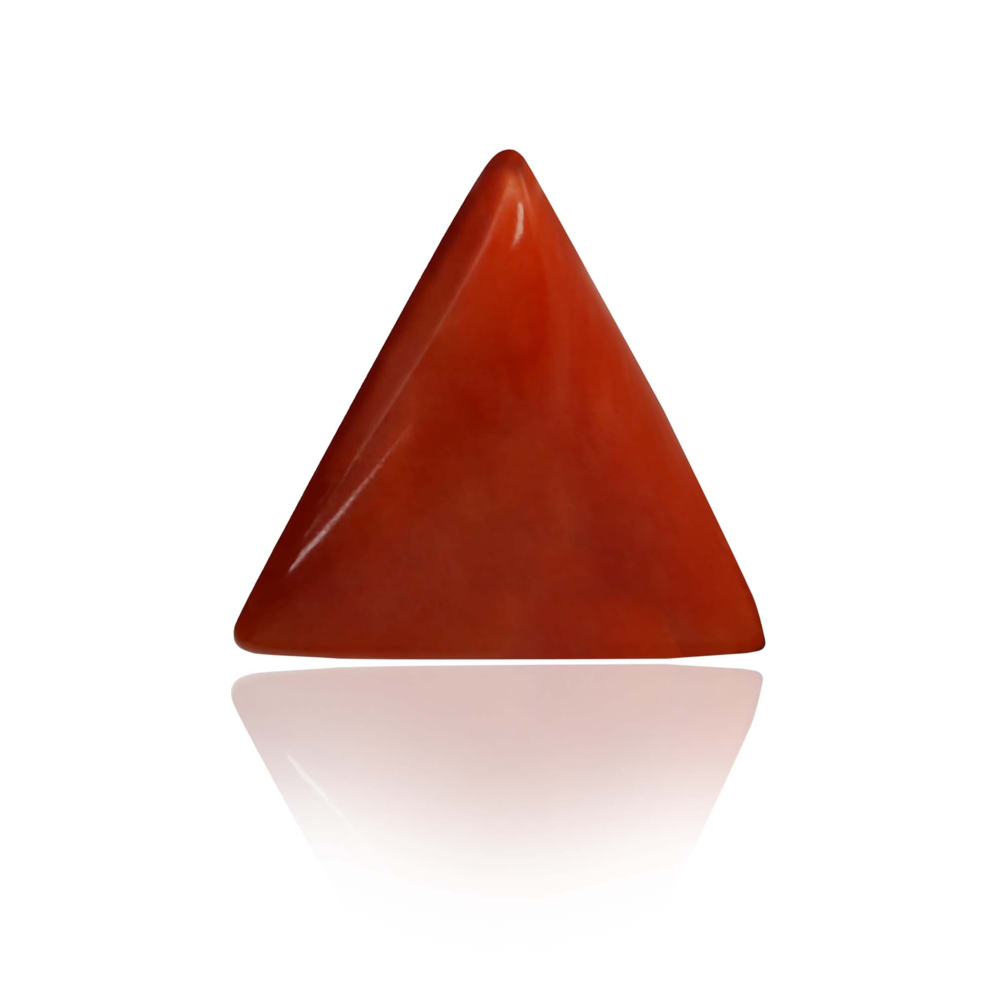 Natural Red Coral (Moonga) 2.46 Ct, Triangle, Italian – IGTL Certified – front view