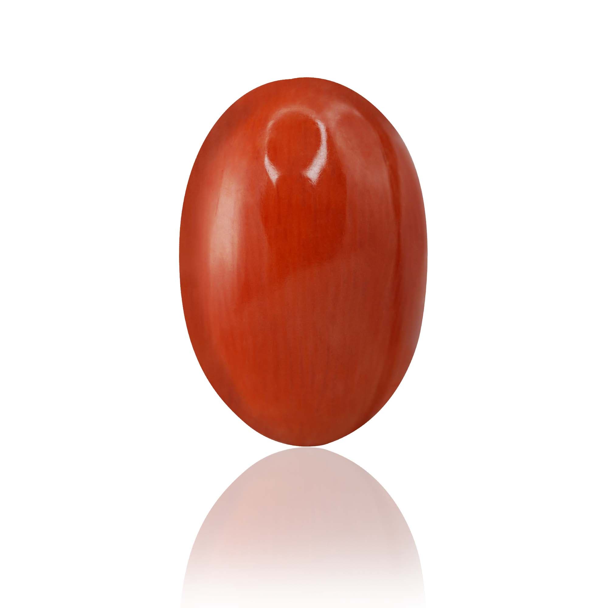 Natural Red Coral (Moonga) 8.62 Ct, Oval, Japanese – IGTL Certified – front view