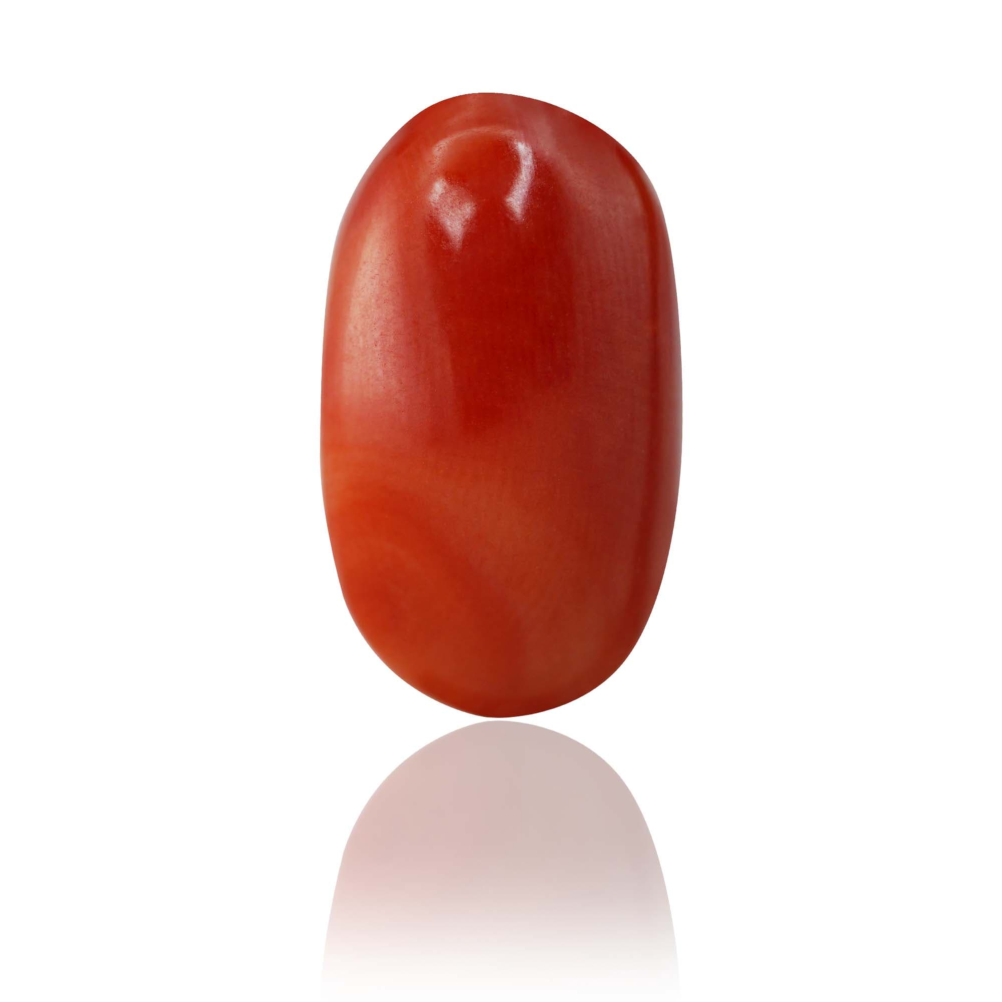 Natural Red Coral (Moonga) 11.84 Ct, Oval, Italian – IGTL Certified – front view