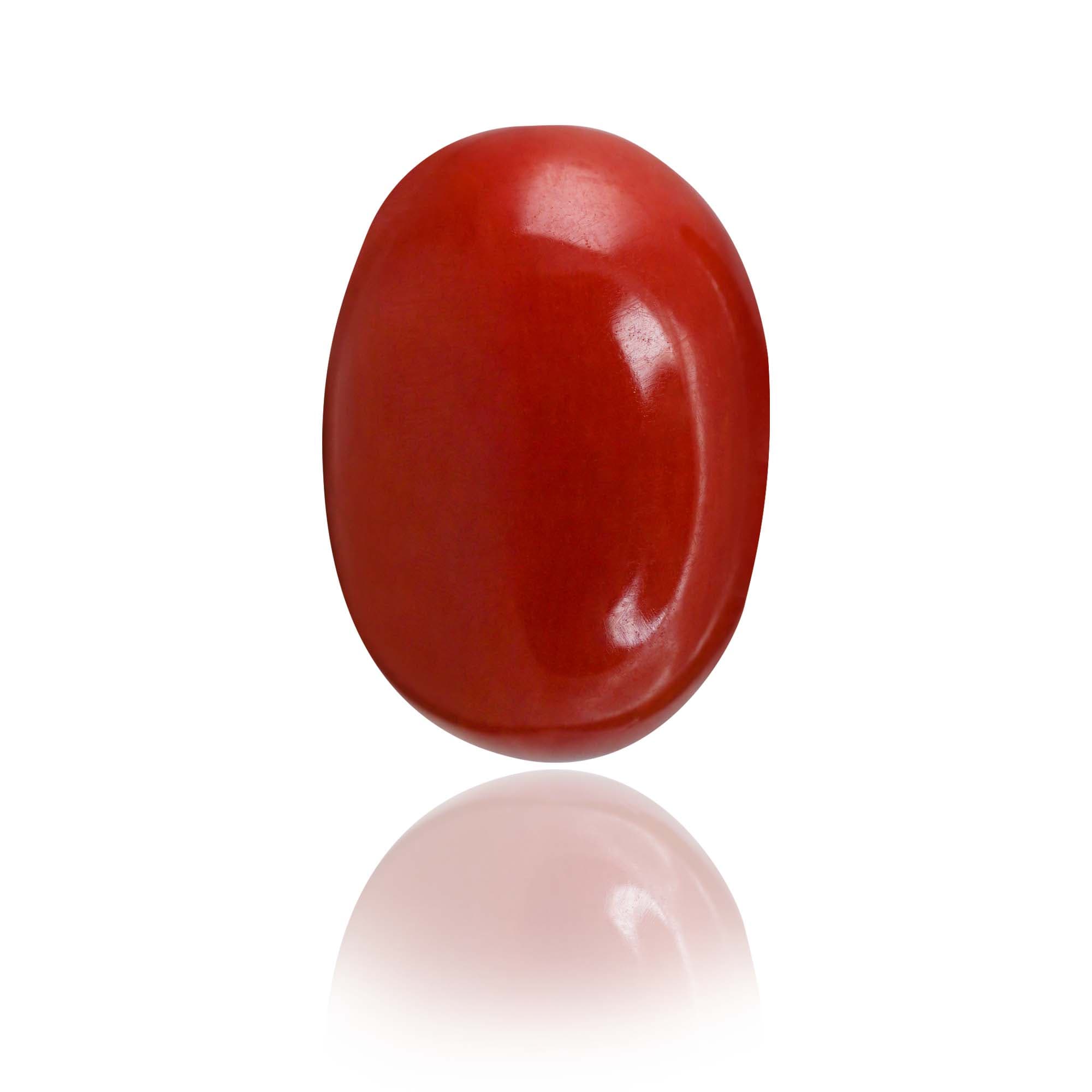 Natural Red Coral (Moonga) 7.85 Ct, Oval, Italian – IGTL Certified – front view