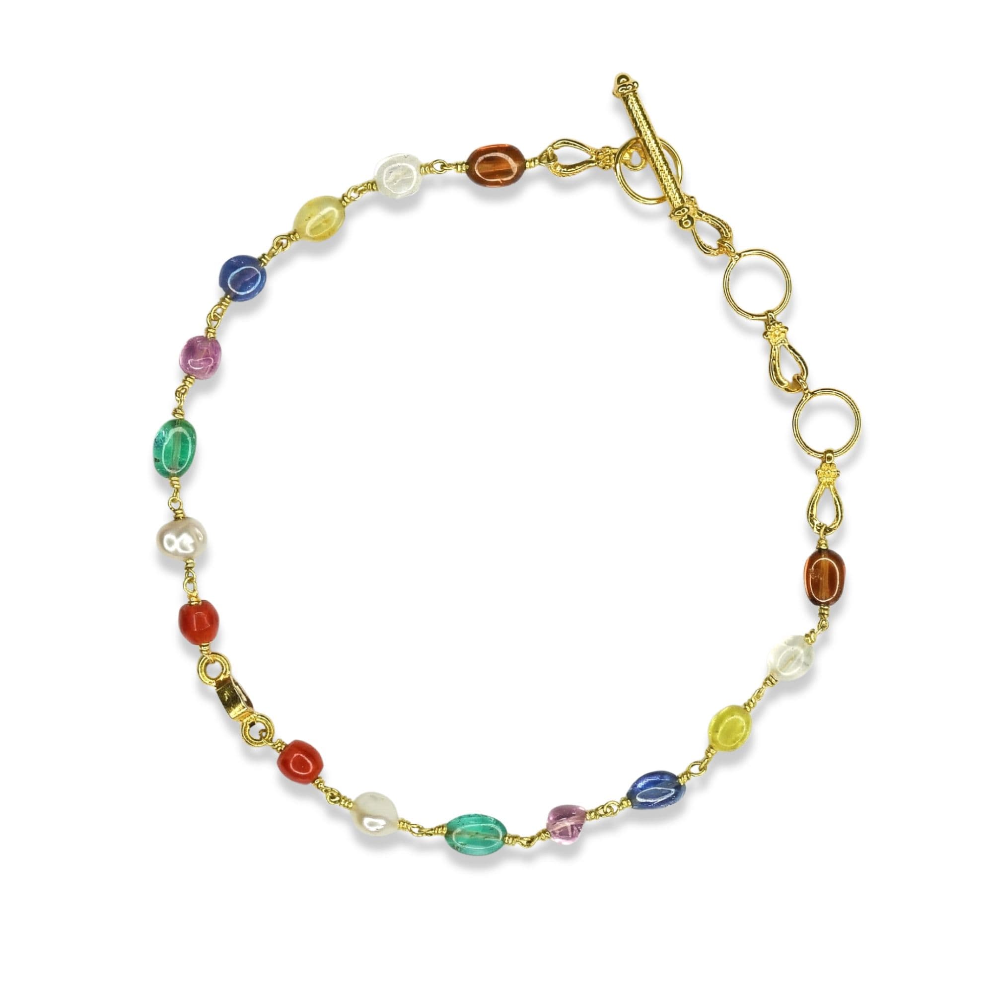 Navratna Bracelet in 18K Yellow Gold