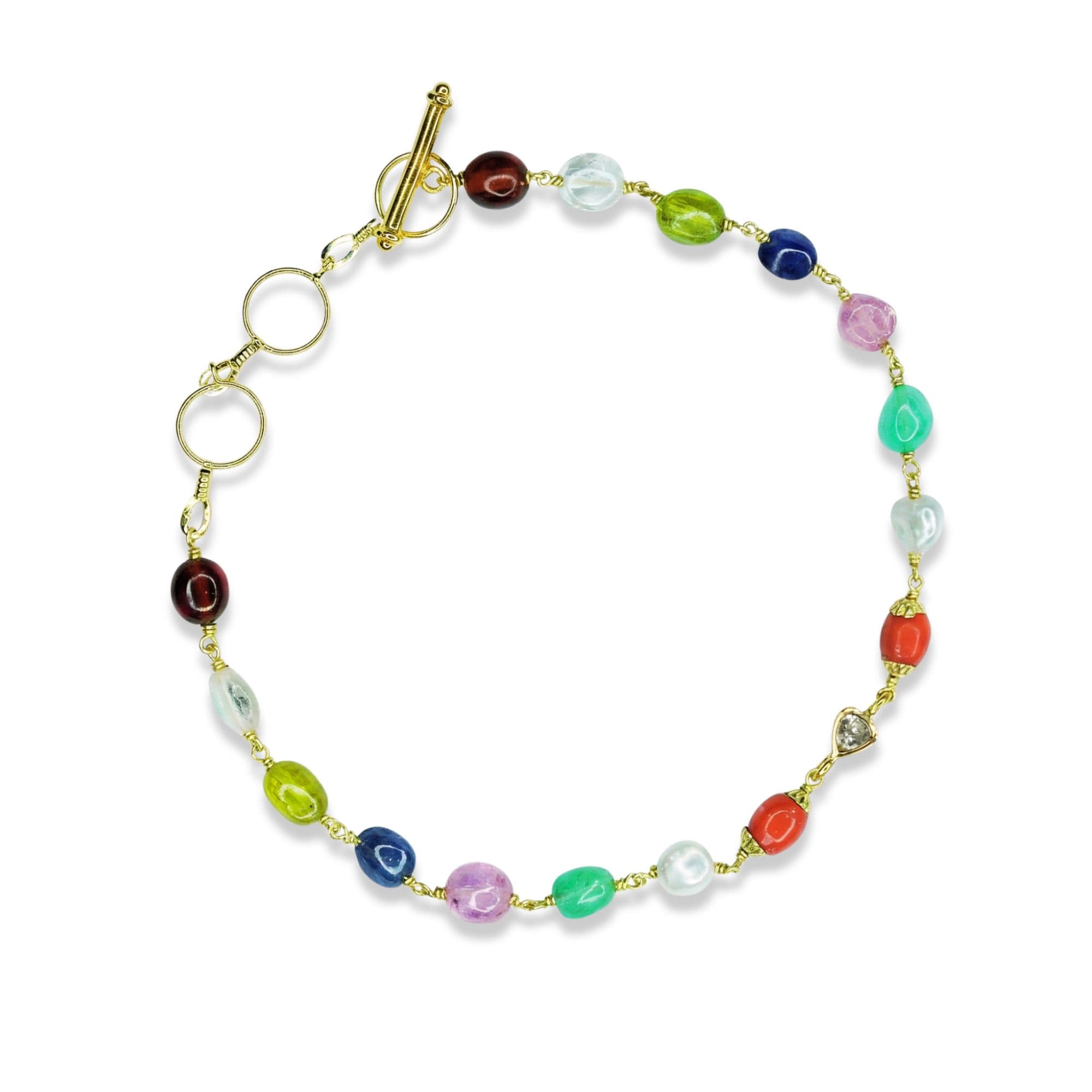 Navratna Bracelet in 18K Yellow Gold