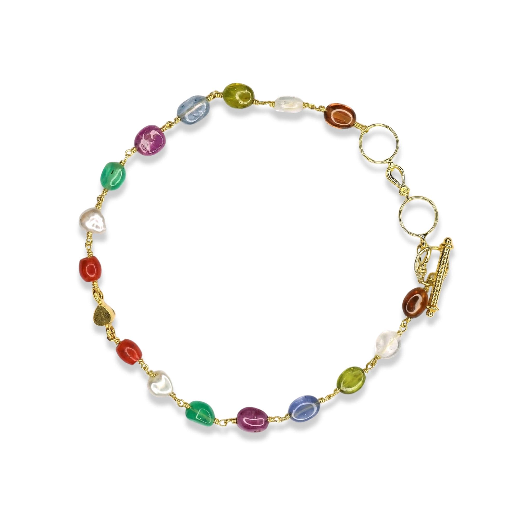 Navratna Bracelet in 18K Yellow Gold