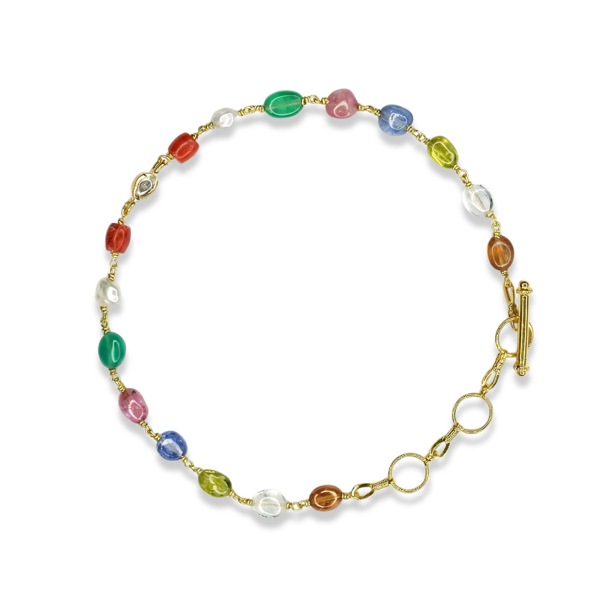 Navratna Bracelet in 18K Yellow Gold
