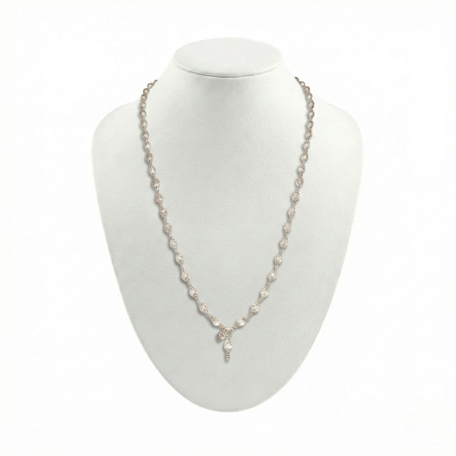 Sphatik Mala with Silver String (Design K4-285)