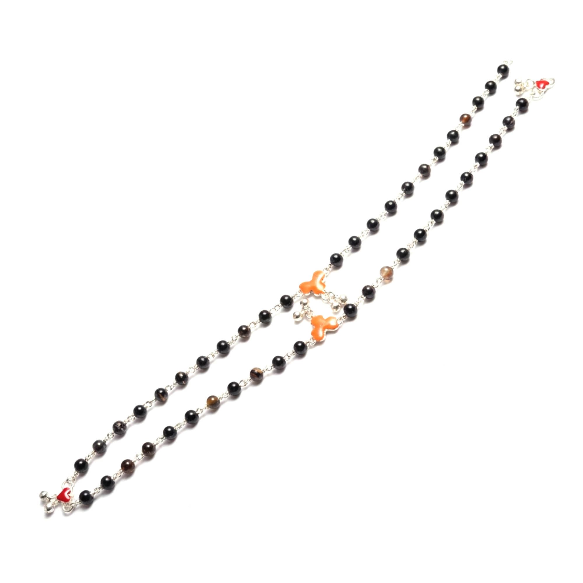Silver Fancy Anklet with Natural Stones (Design K4-293)