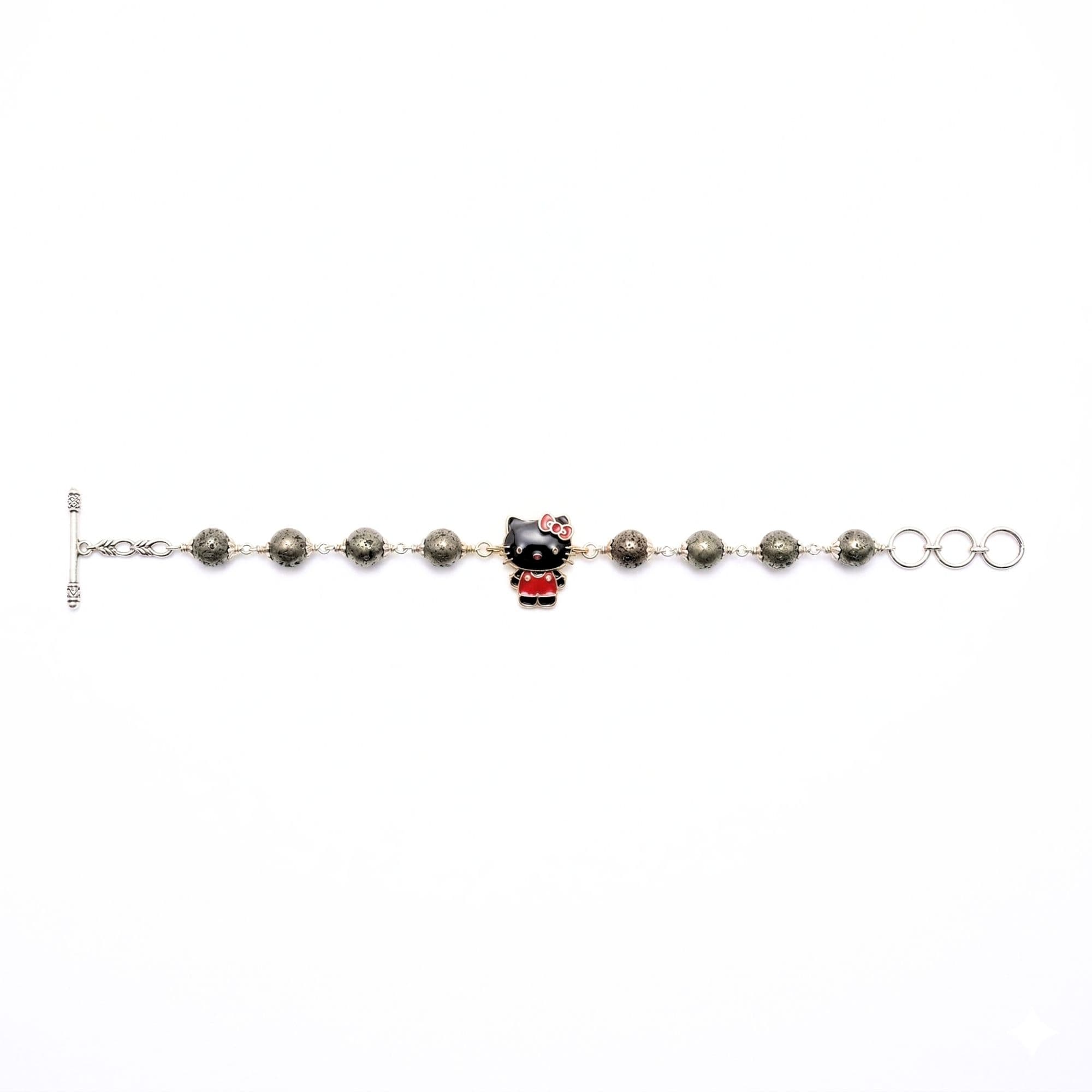 Pyrite Round Beads with Handmade Bracelet in Silver (Design K5-281)