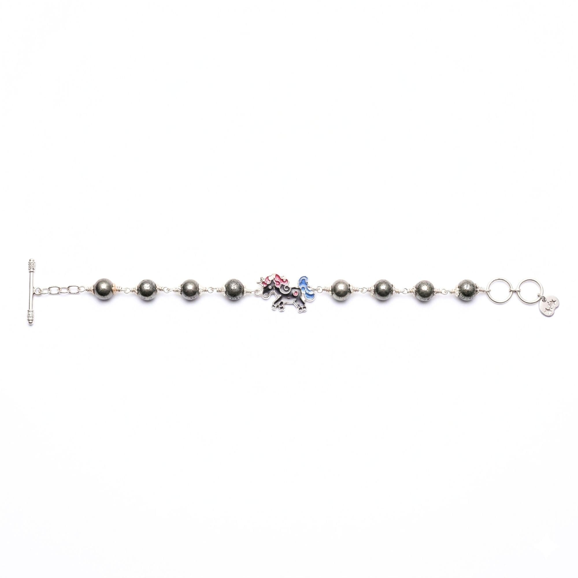 Pyrite Round Beads with Handmade Bracelet in Silver (Design K5-282)