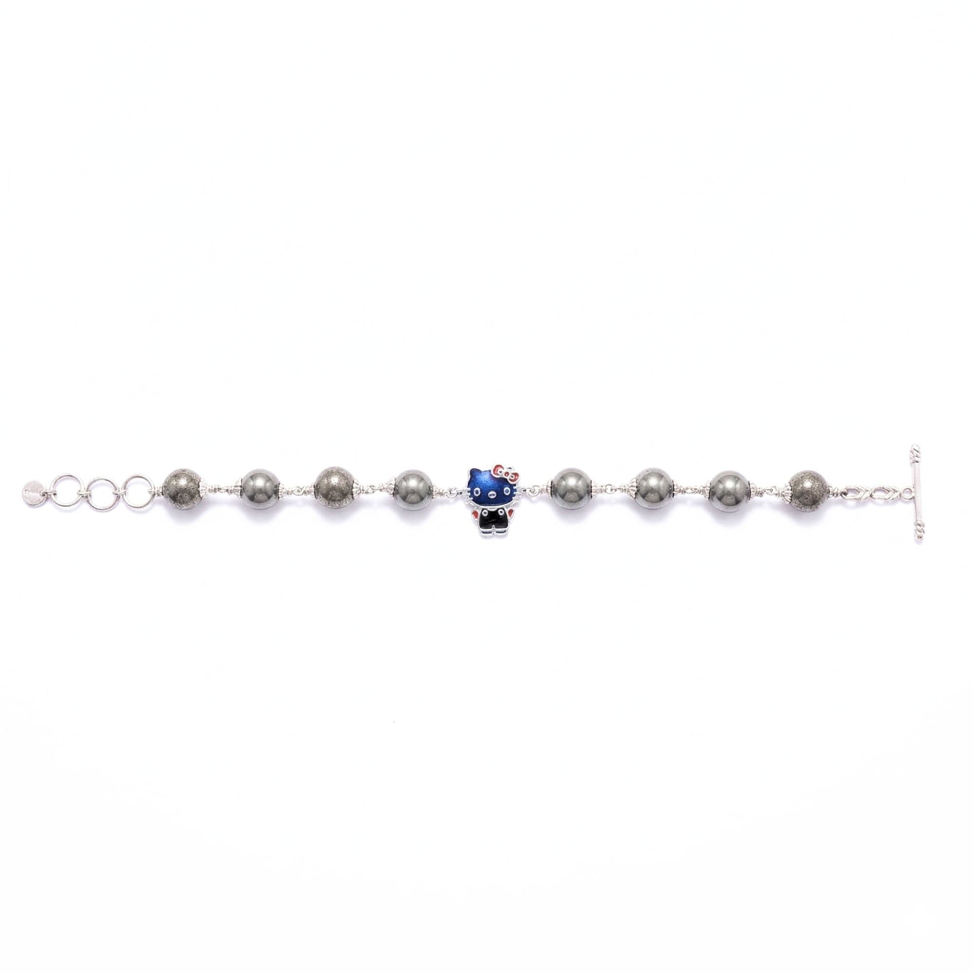Pyrite Round Beads with Handmade Bracelet in Silver (Design K5-283)