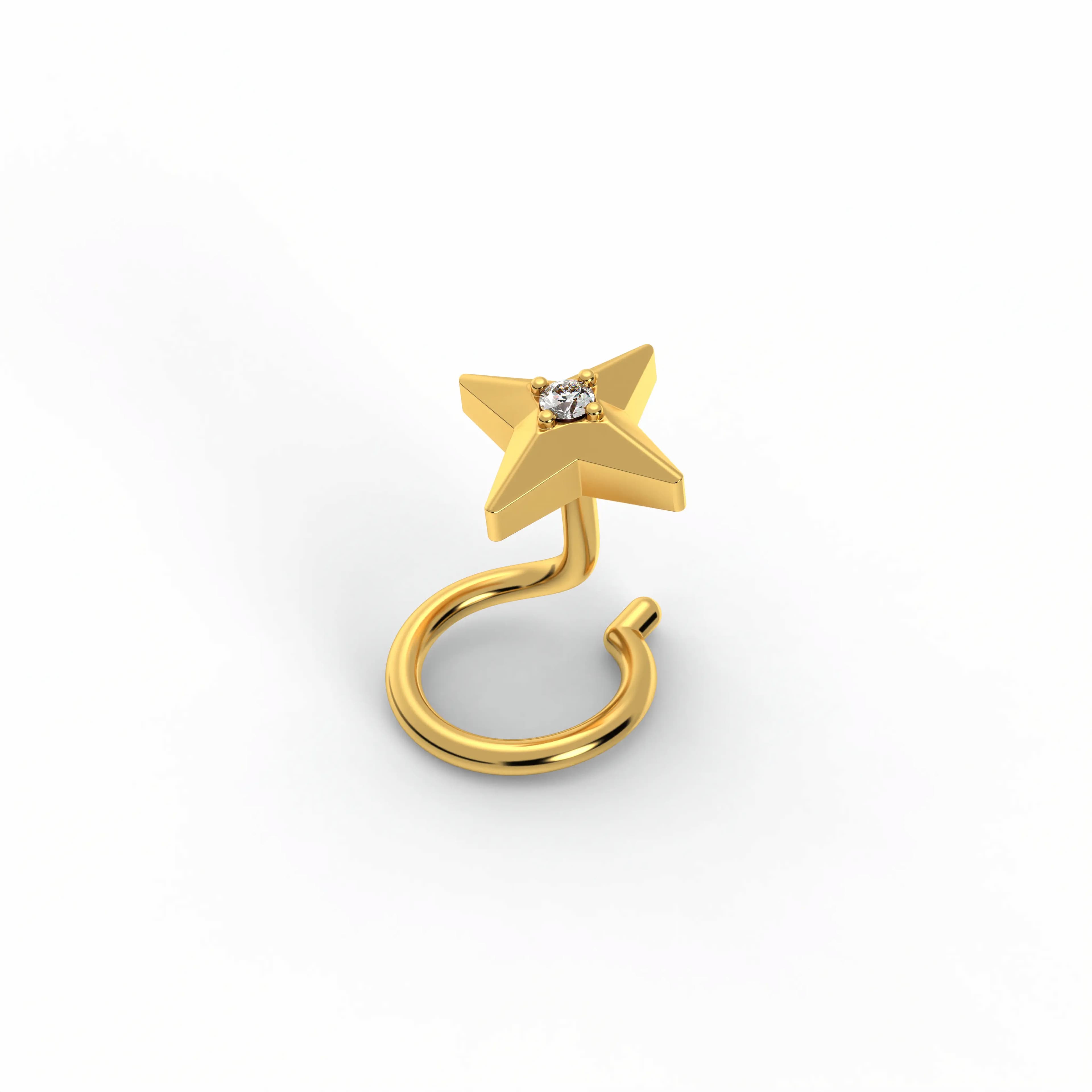 Lab-Grown Diamond Nose Pin in 22K Yellow Gold – 0.01 Ct, 0.5 g (Design K1-81)