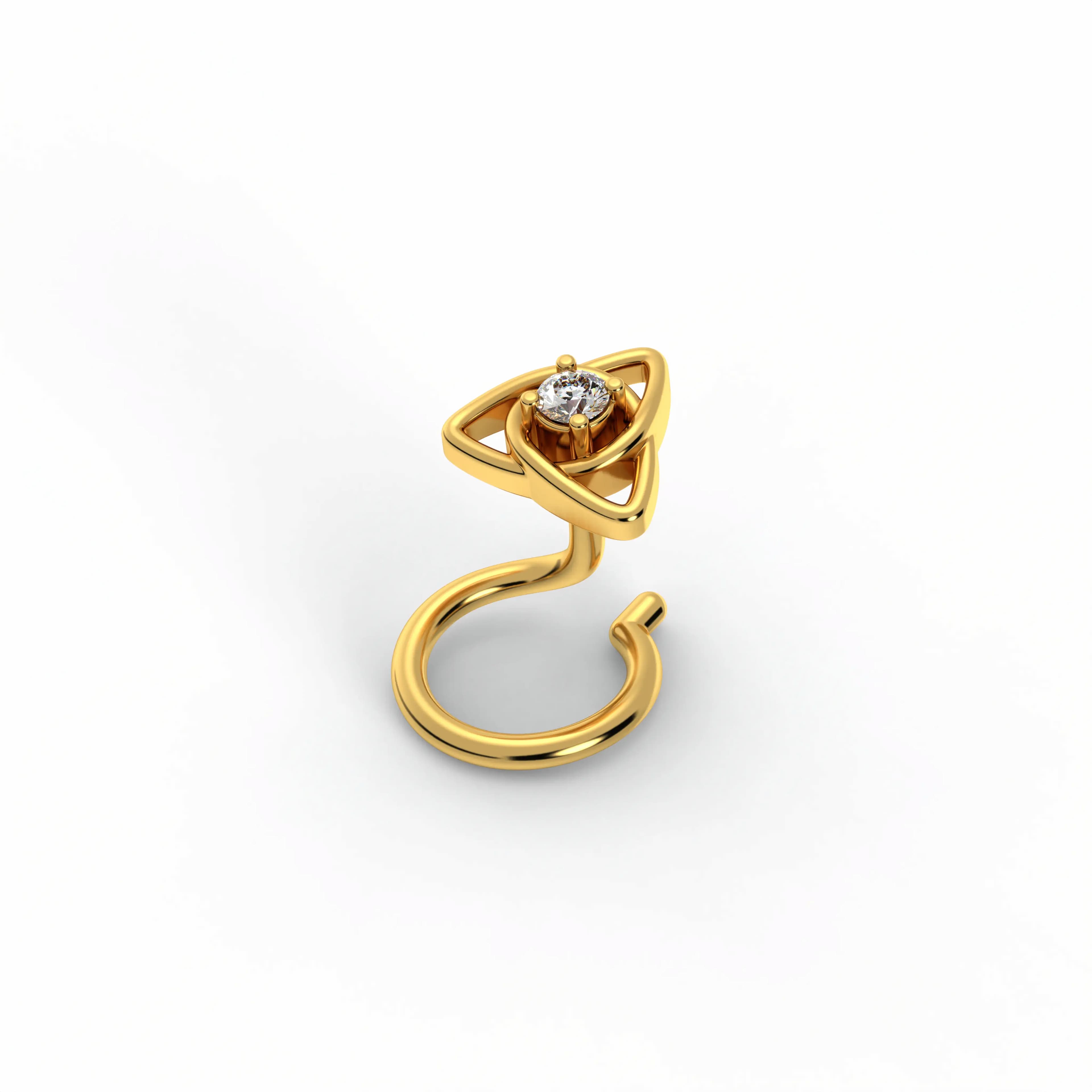 Lab-Grown Diamond Nose Pin in 22K Yellow Gold – 0.02 Ct, 0.5 g (Design K1-83)