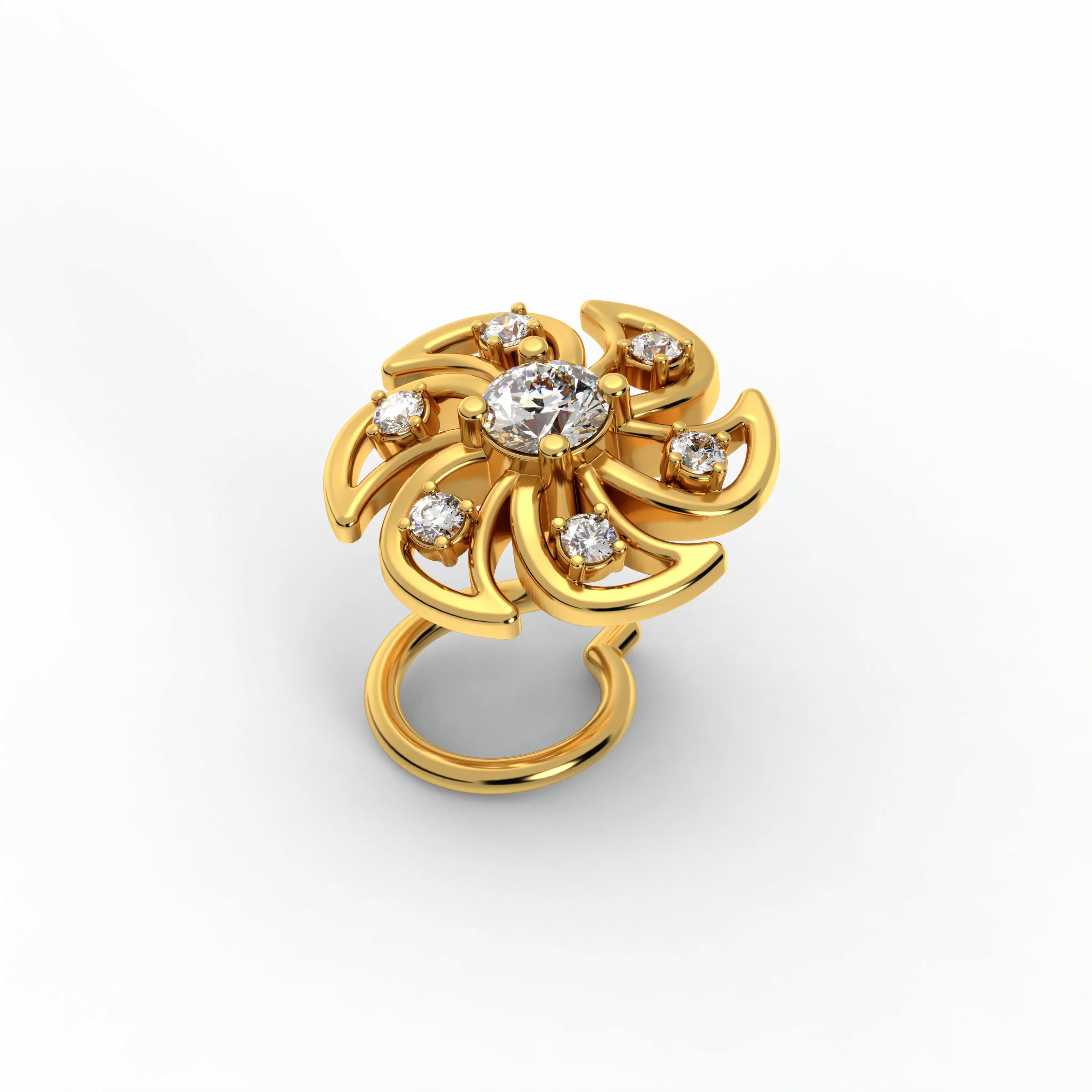 Lab-Grown Diamond Nose Pin in 22K Yellow Gold – 0.14 Ct, 7 Diamonds