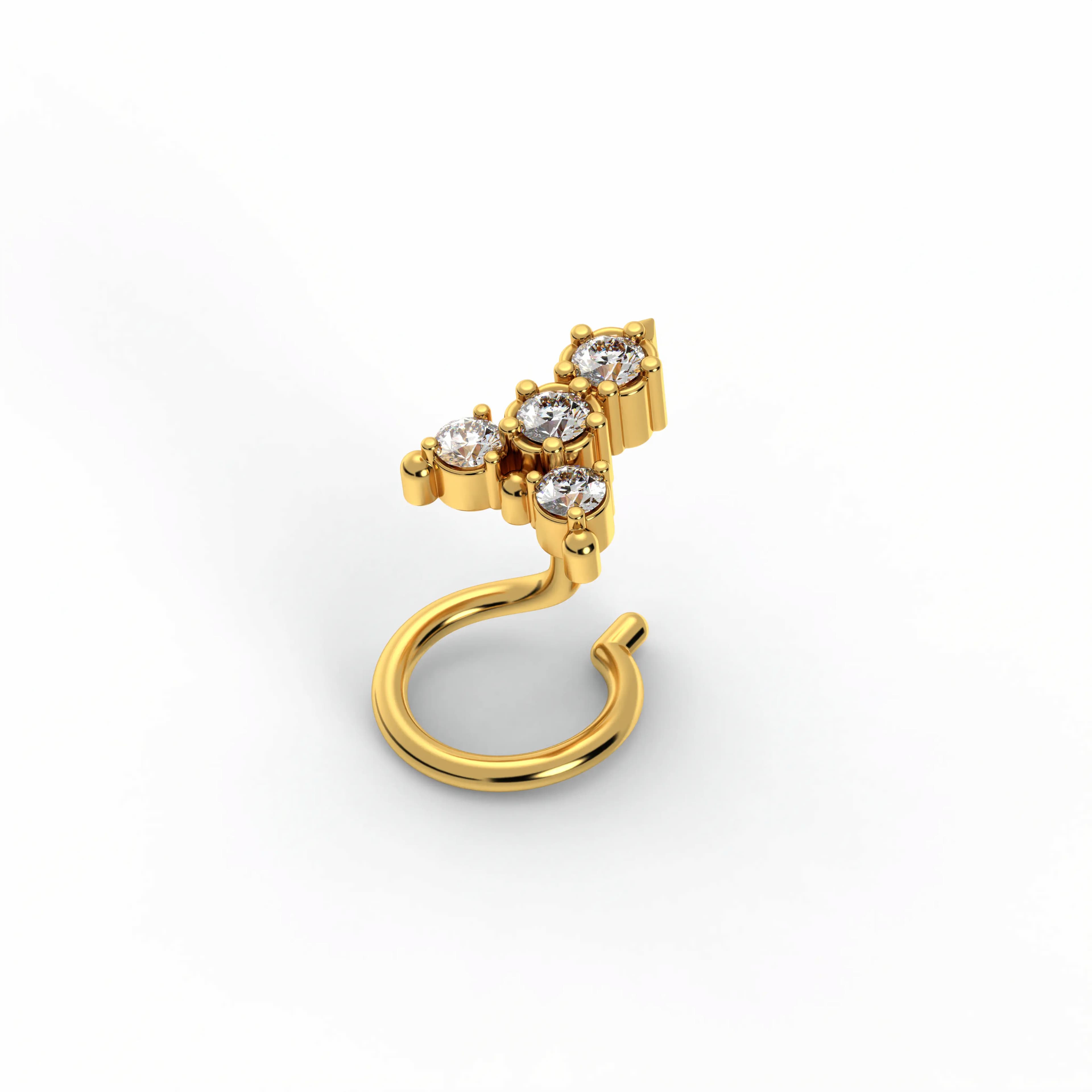 Lab-Grown Diamond Nose Pin in 22K Yellow Gold – 0.07 Ct, 4 Diamonds, 0.5 g