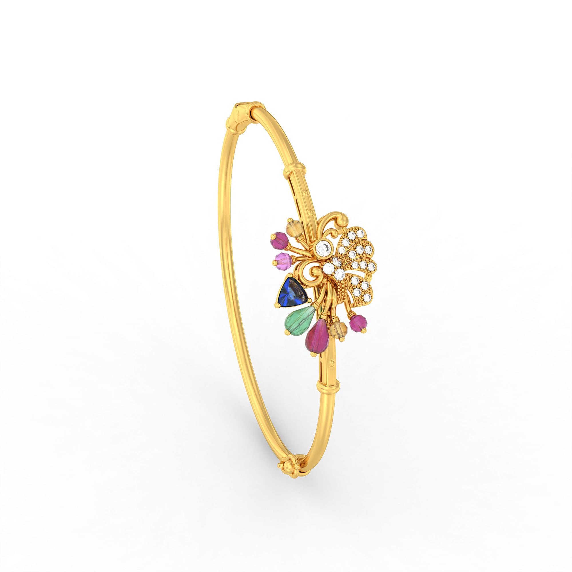 Lab-Grown Diamond Bangle in 22K Yellow Gold – 0.11 Ct, 18 Diamonds
