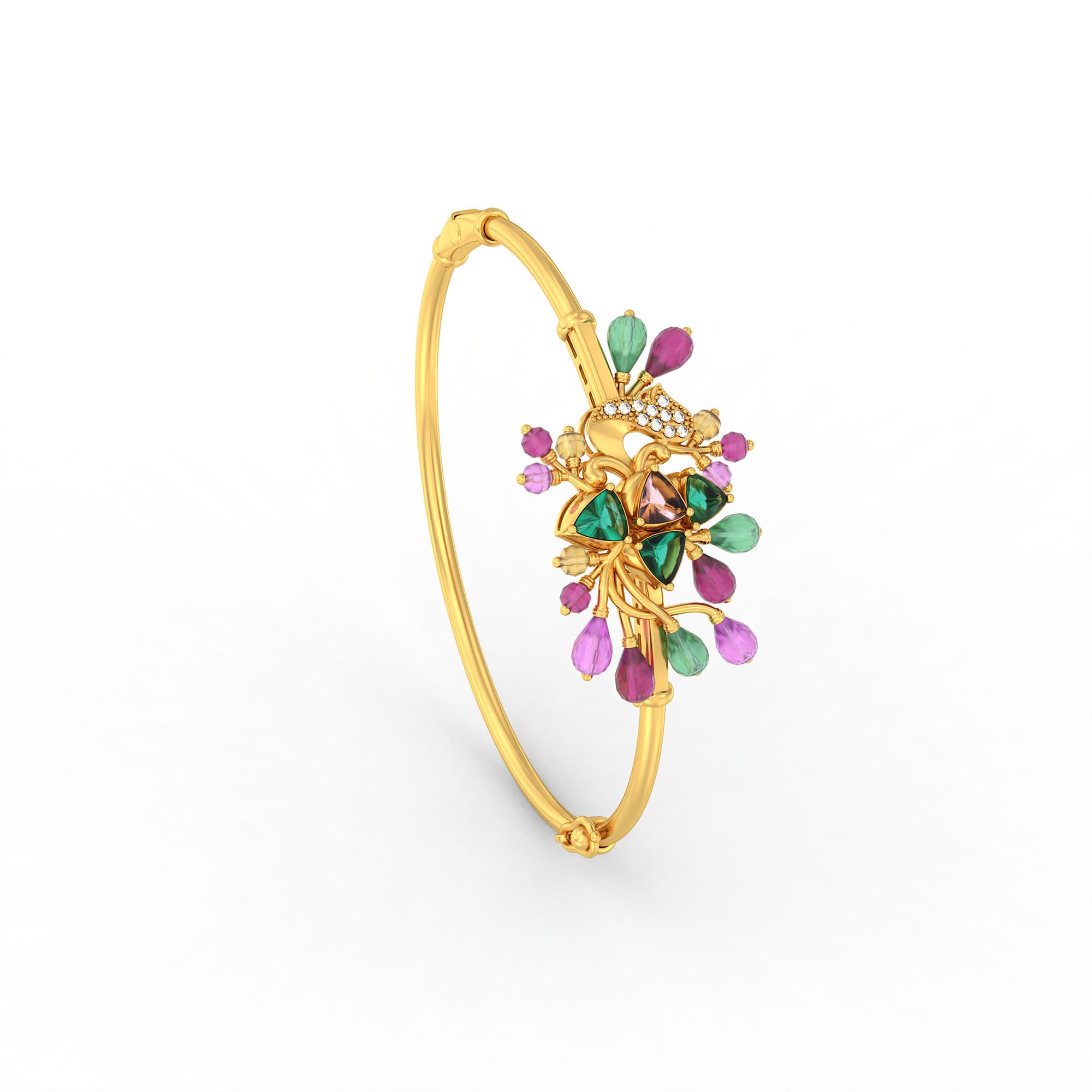 Lab-Grown Diamond Bangle in 22K Yellow Gold – 0.11 Ct, 11 Diamonds