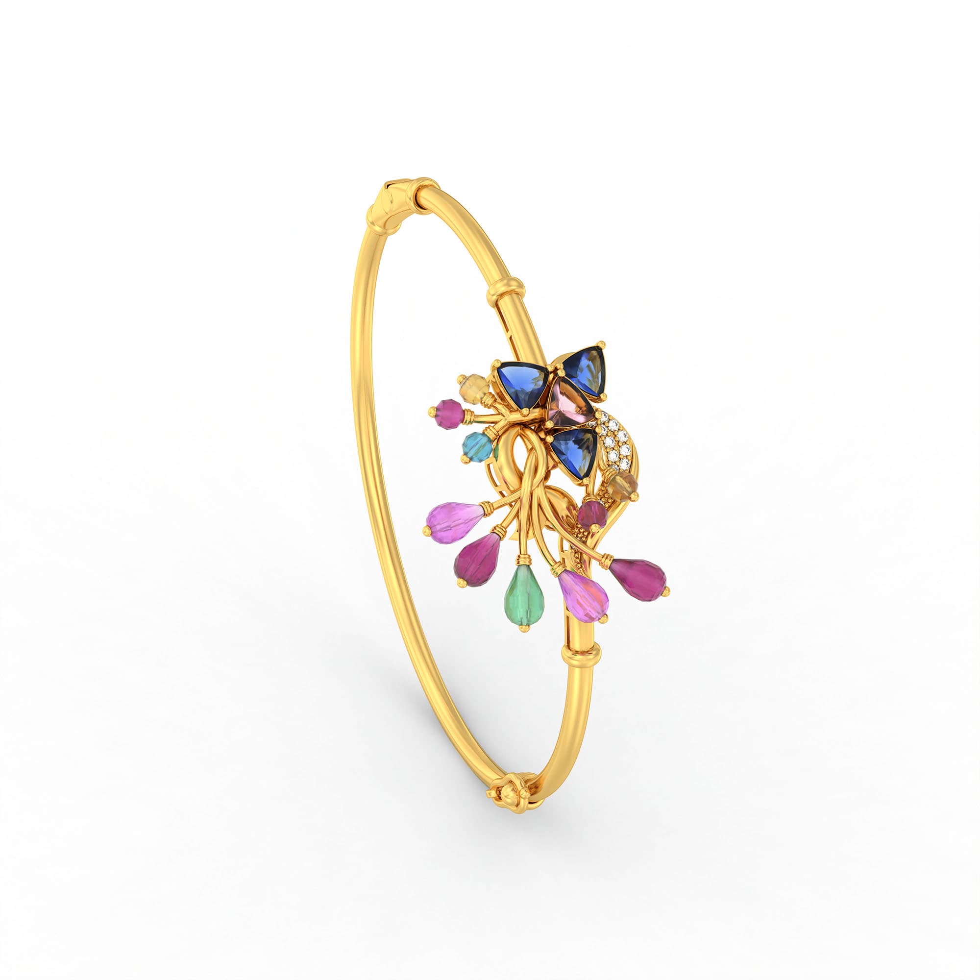 Lab-Grown Diamond Bangle in 22K Yellow Gold – 0.11 Ct, 13 Diamonds