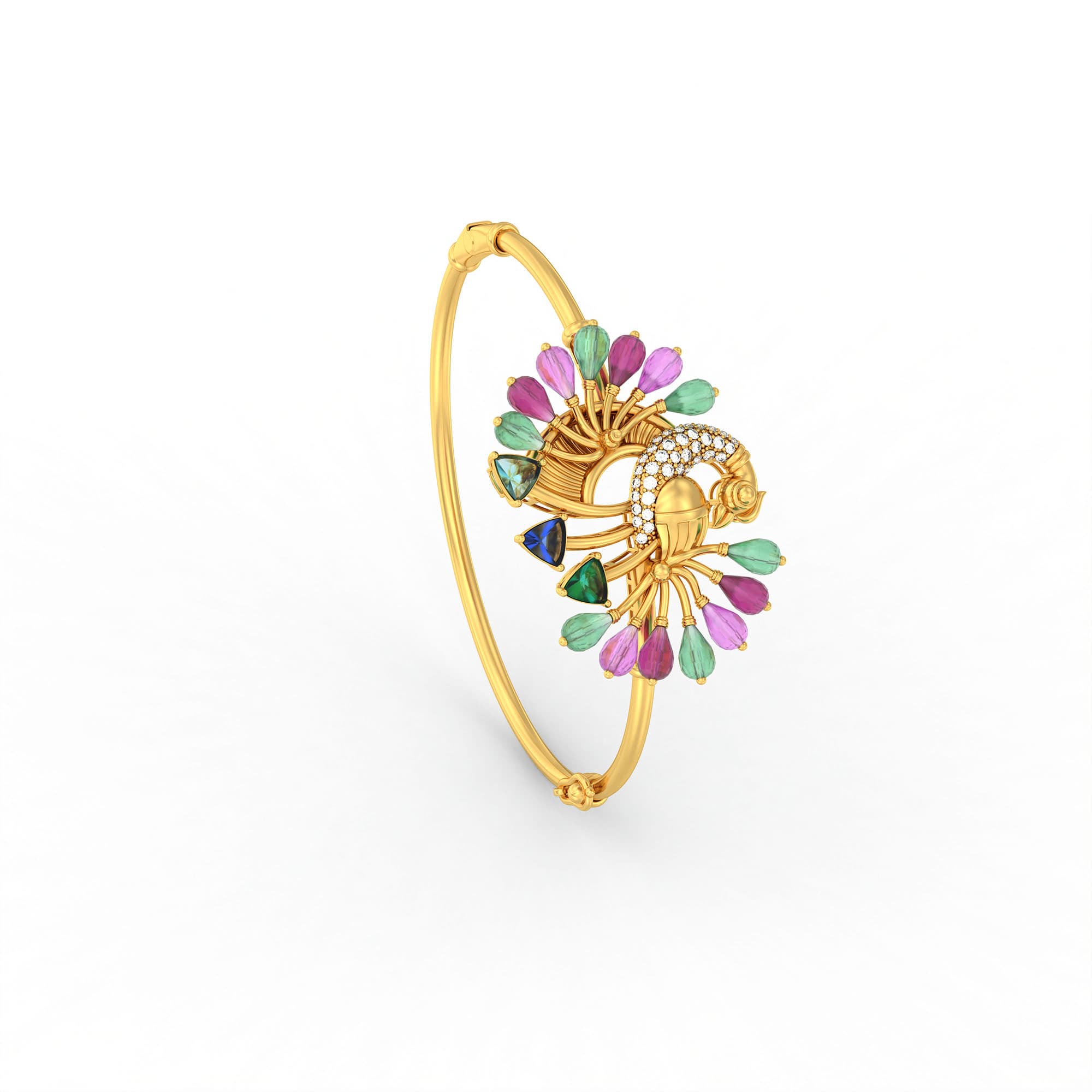 Lab-Grown Diamond Bangle in 22K Yellow Gold – 0.06 Ct, 37 Diamonds