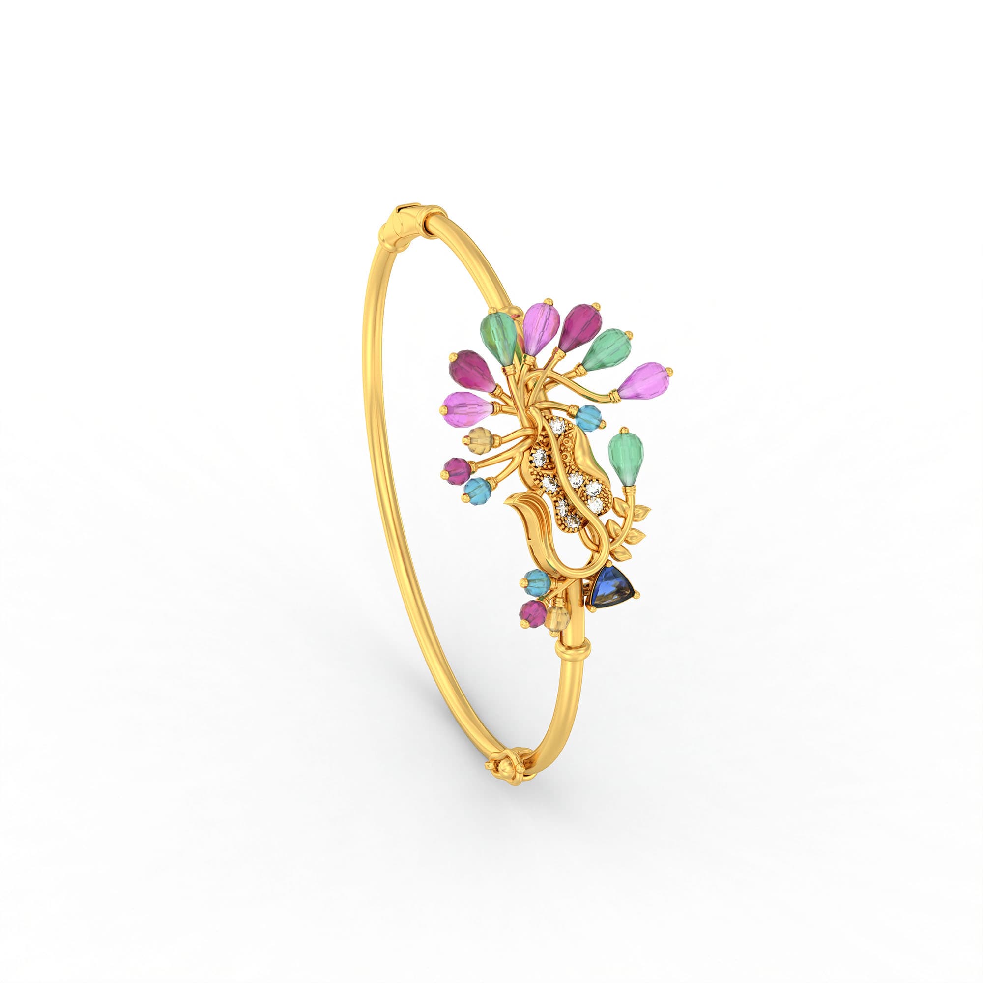 Lab-Grown Diamond Bangle in 22K Yellow Gold – 0.14 Ct, 8 Diamonds
