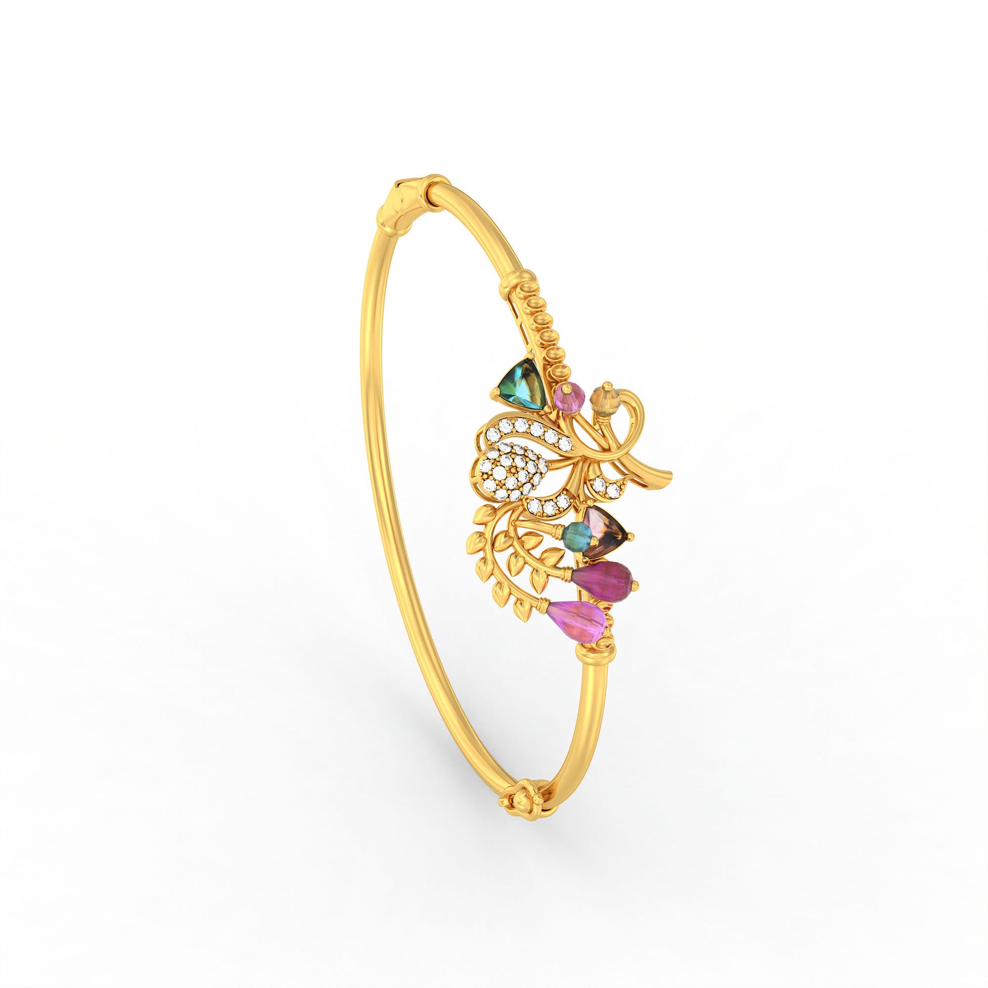 Lab-Grown Diamond Bangle in 22K Yellow Gold – 0.01 Ct, 28 Diamonds