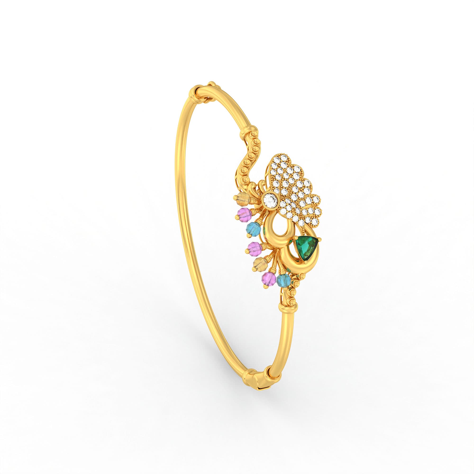 Lab-Grown Diamond Bangle in 22K Yellow Gold – 0.11 Ct, 40 Diamonds