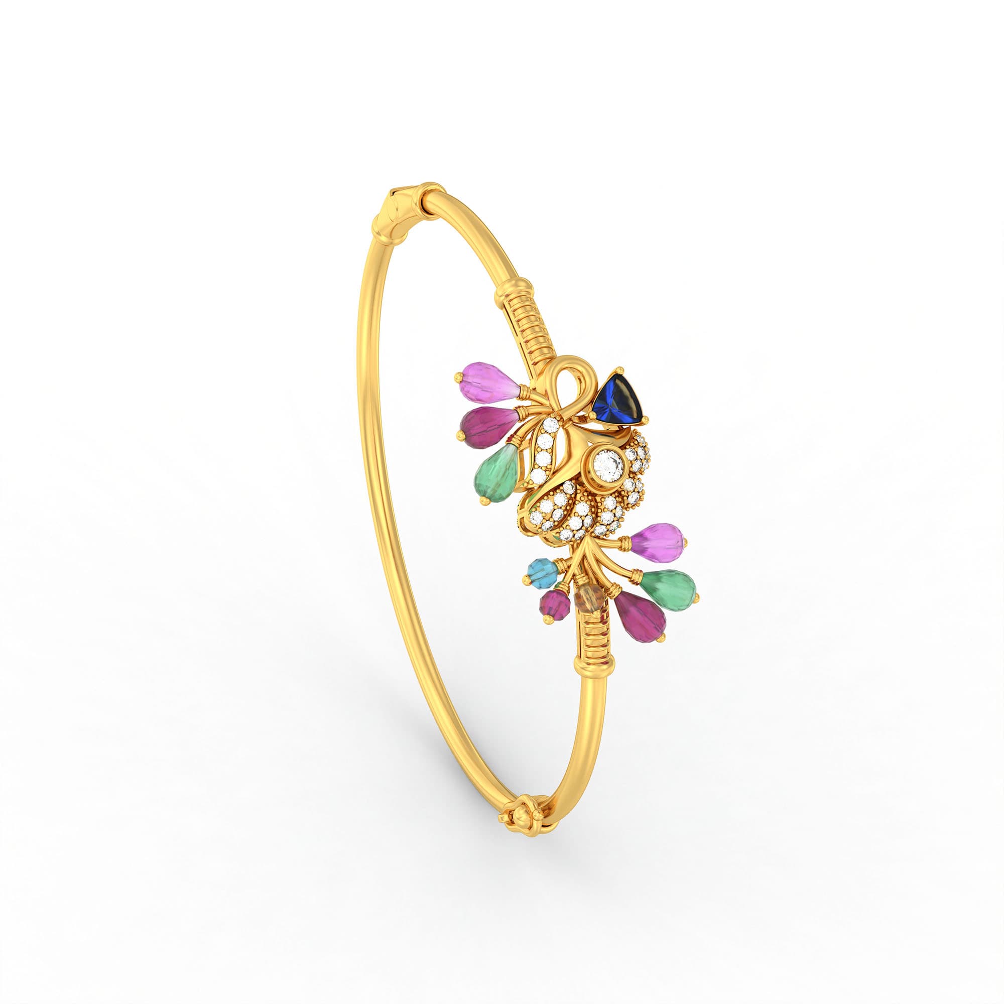 Lab-Grown Diamond Bangle in 22K Yellow Gold – 0.06 Ct, 30 Diamonds