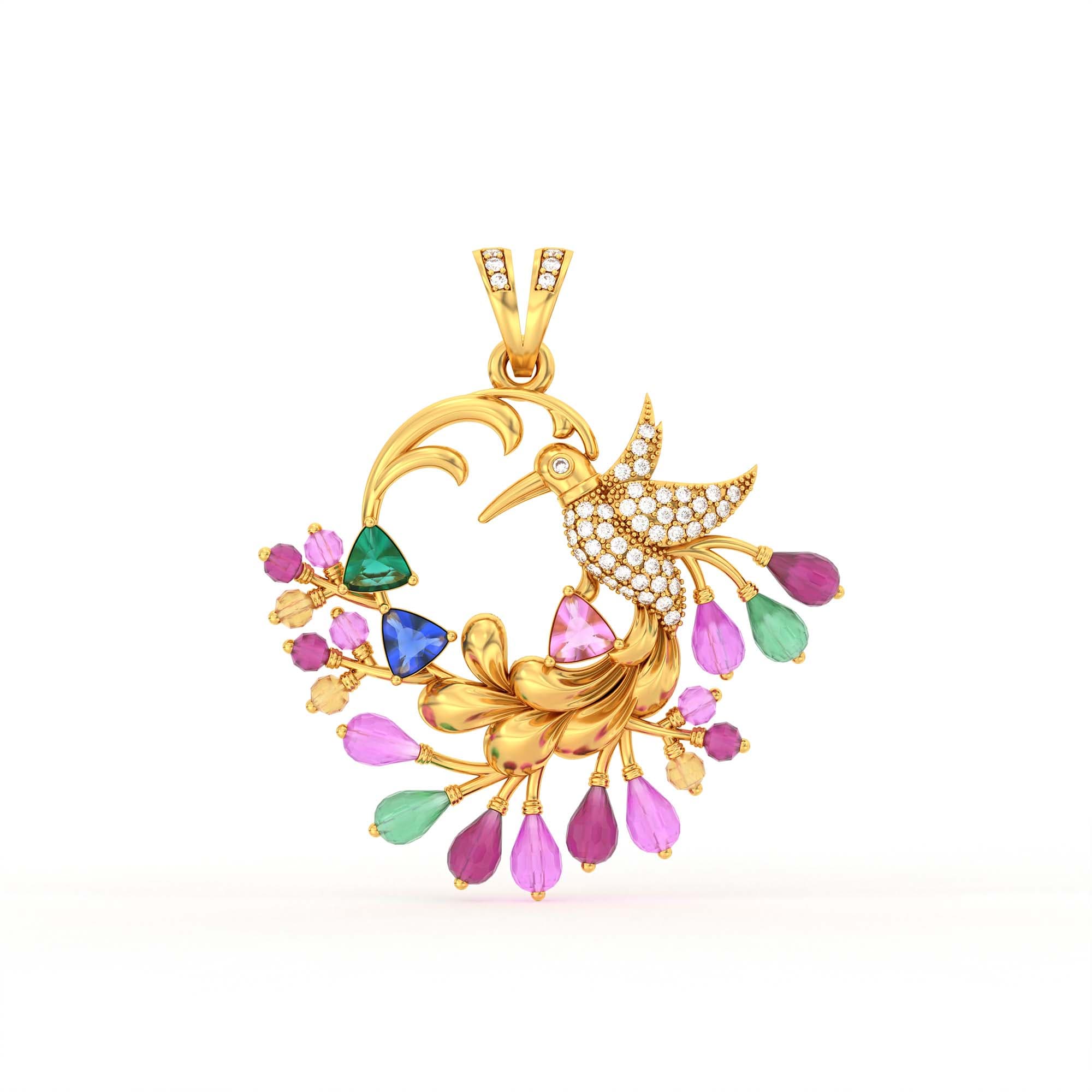Lab-Grown Diamond Pendant for Women in 22K Yellow Gold – 1.5 Ct, 50 Diamonds