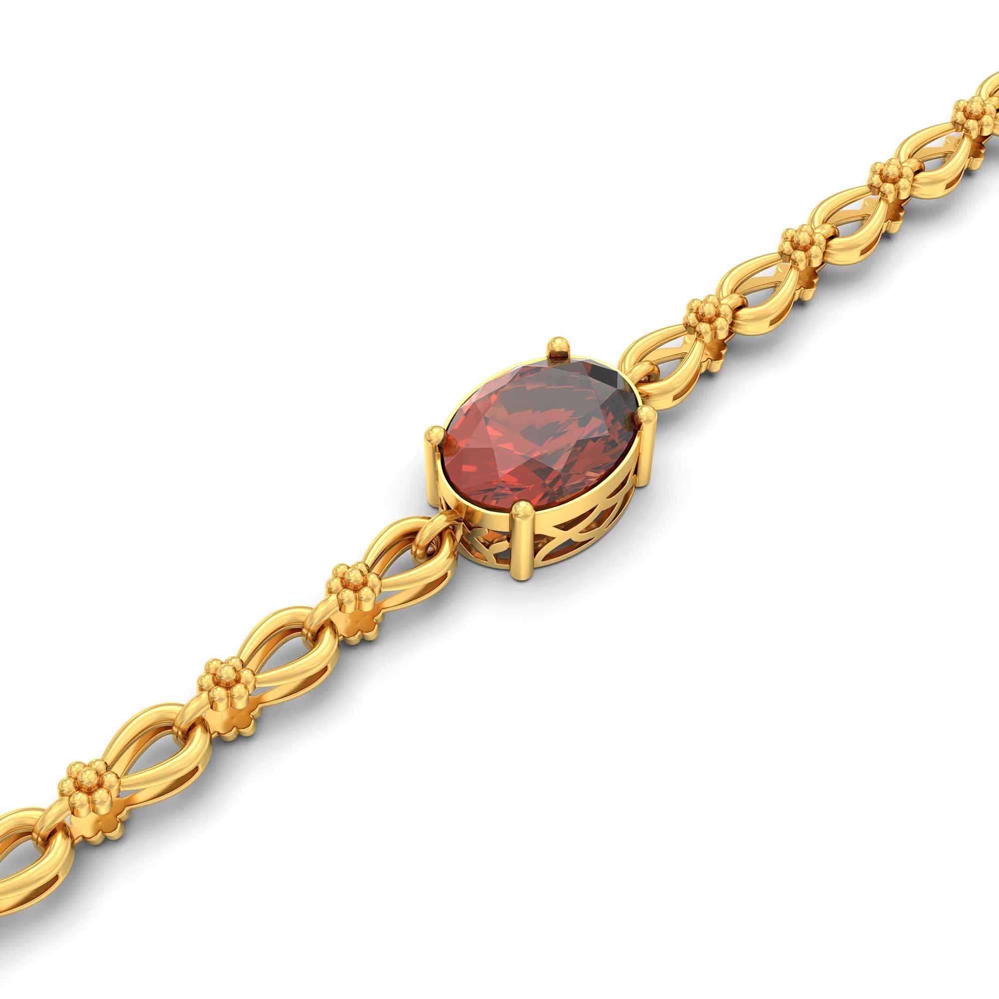 Hessonite stone Bracelet in 22K Yellow Gold