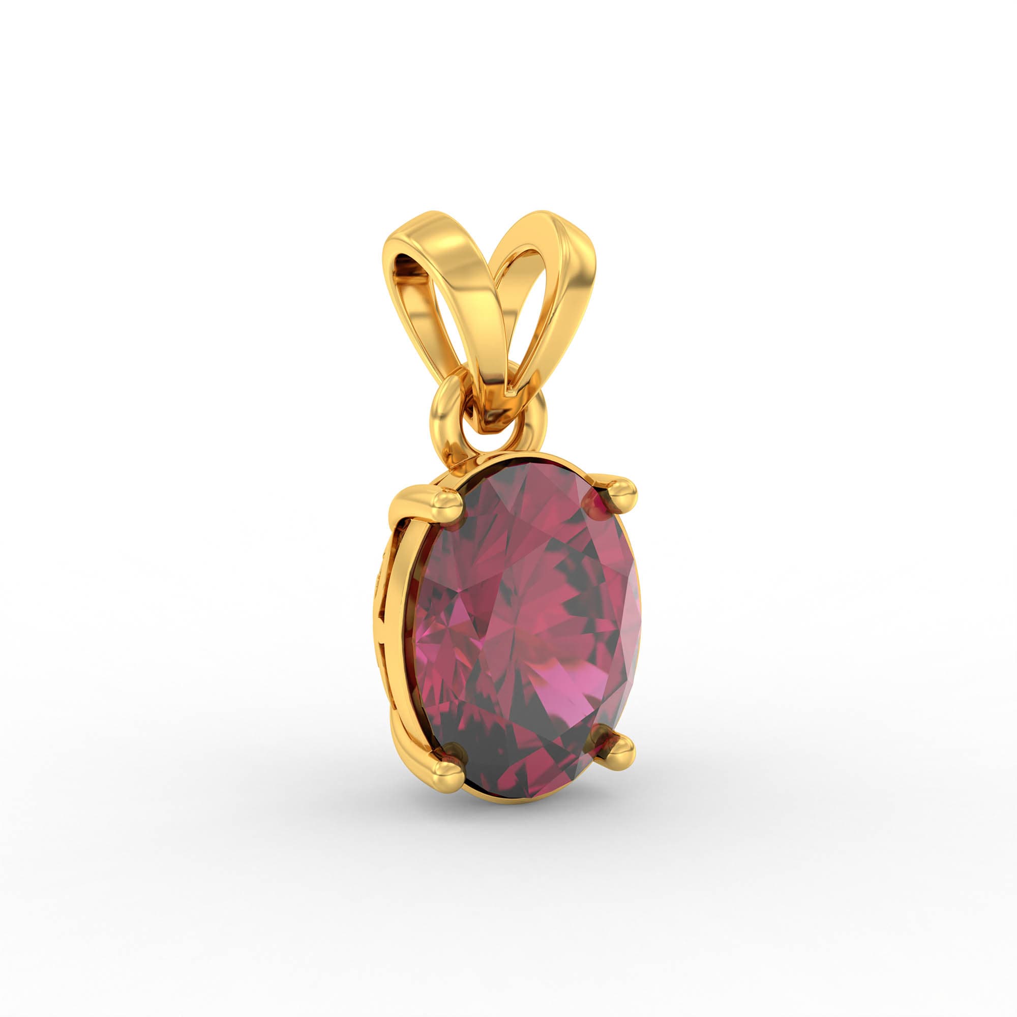 Ruby (Manik) Pendant in 22K Yellow Gold – Oval 8x6 mm, Prong Setting, 1 g (Design K1-4)