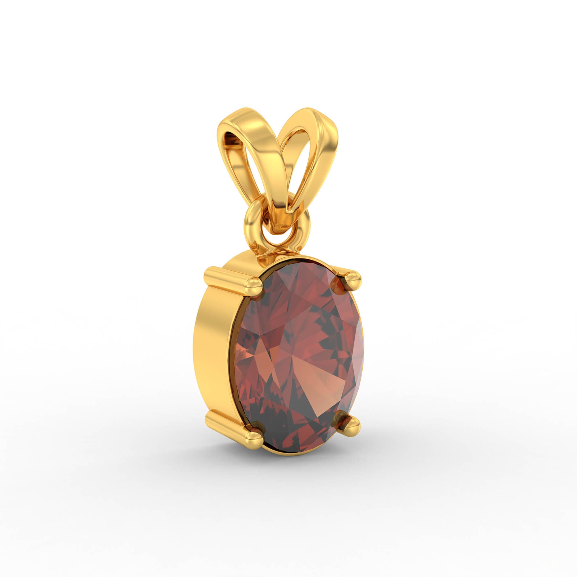 Hessonite (Gomed) Pendant in 22K Yellow Gold – Oval 8x6 mm, Prong Setting, 1 g (Design K1-5)
