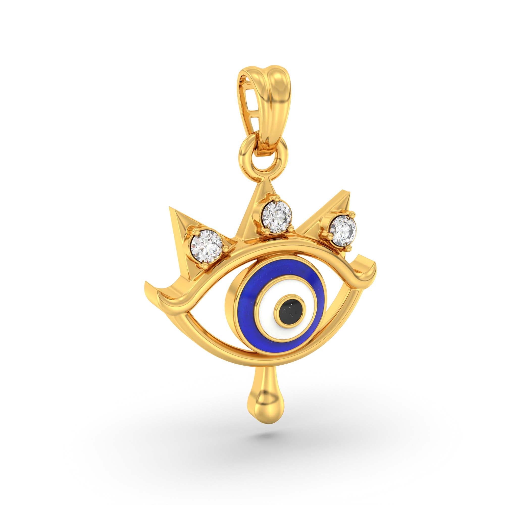 Evil Eye Pendant with Lab-Grown Diamonds in 22K Yellow Gold – 0.08 Ct