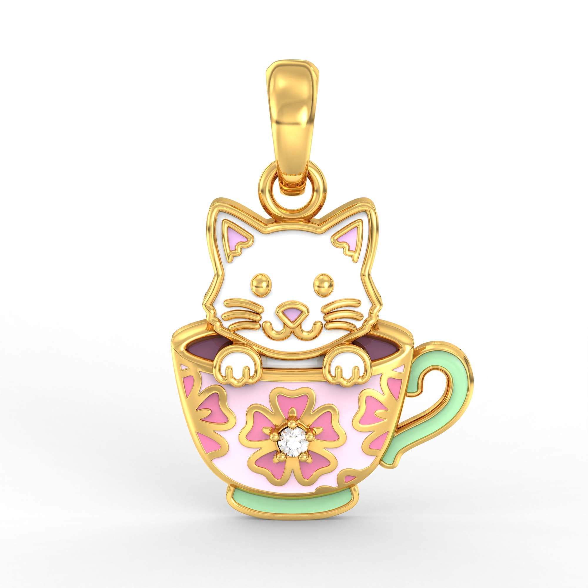 Kids Pendant in 22K Yellow Gold with Lab grown diamond