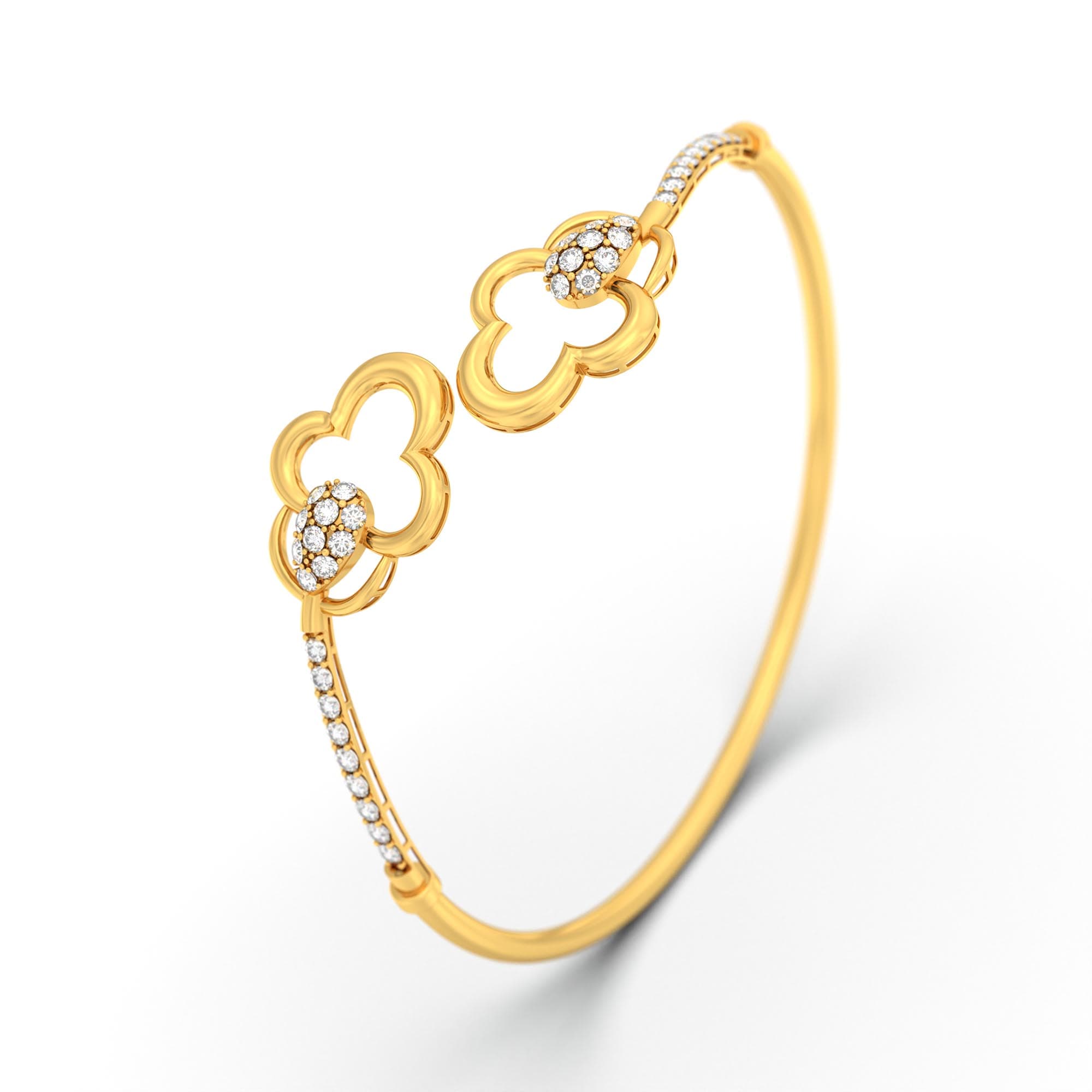 Lab-Grown Diamond Bangle in 22K Yellow Gold – 1.17 Ct, 38 Diamonds