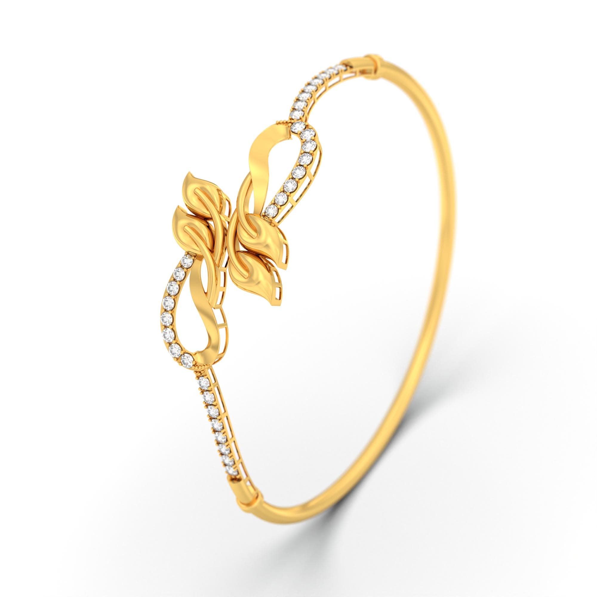 Lab-Grown Diamond Bangle in 22K Yellow Gold – 1 Ct, 32 Diamonds