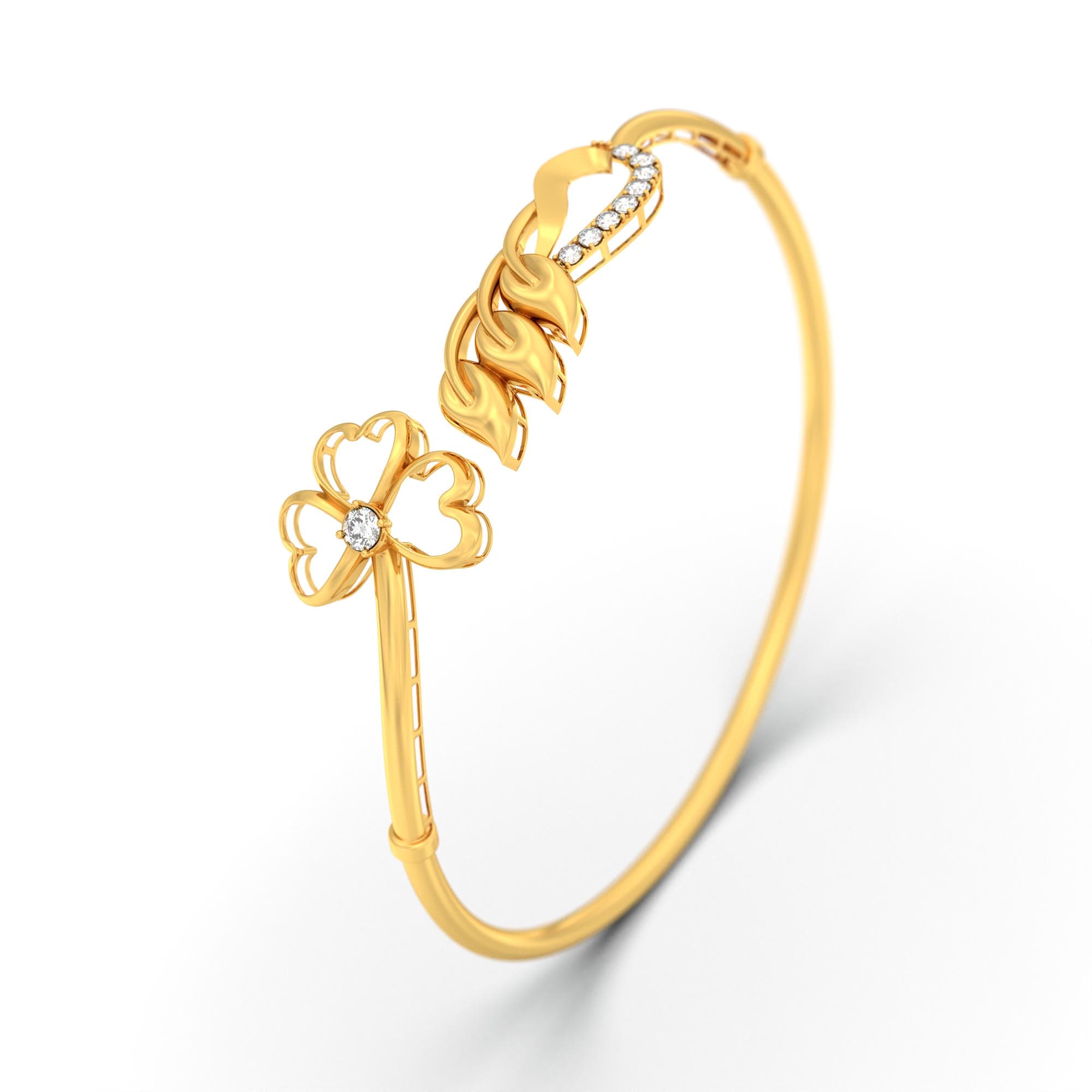 Lab-Grown Diamond Bangle in 22K Yellow Gold – 0.35 Ct, 9 Diamonds