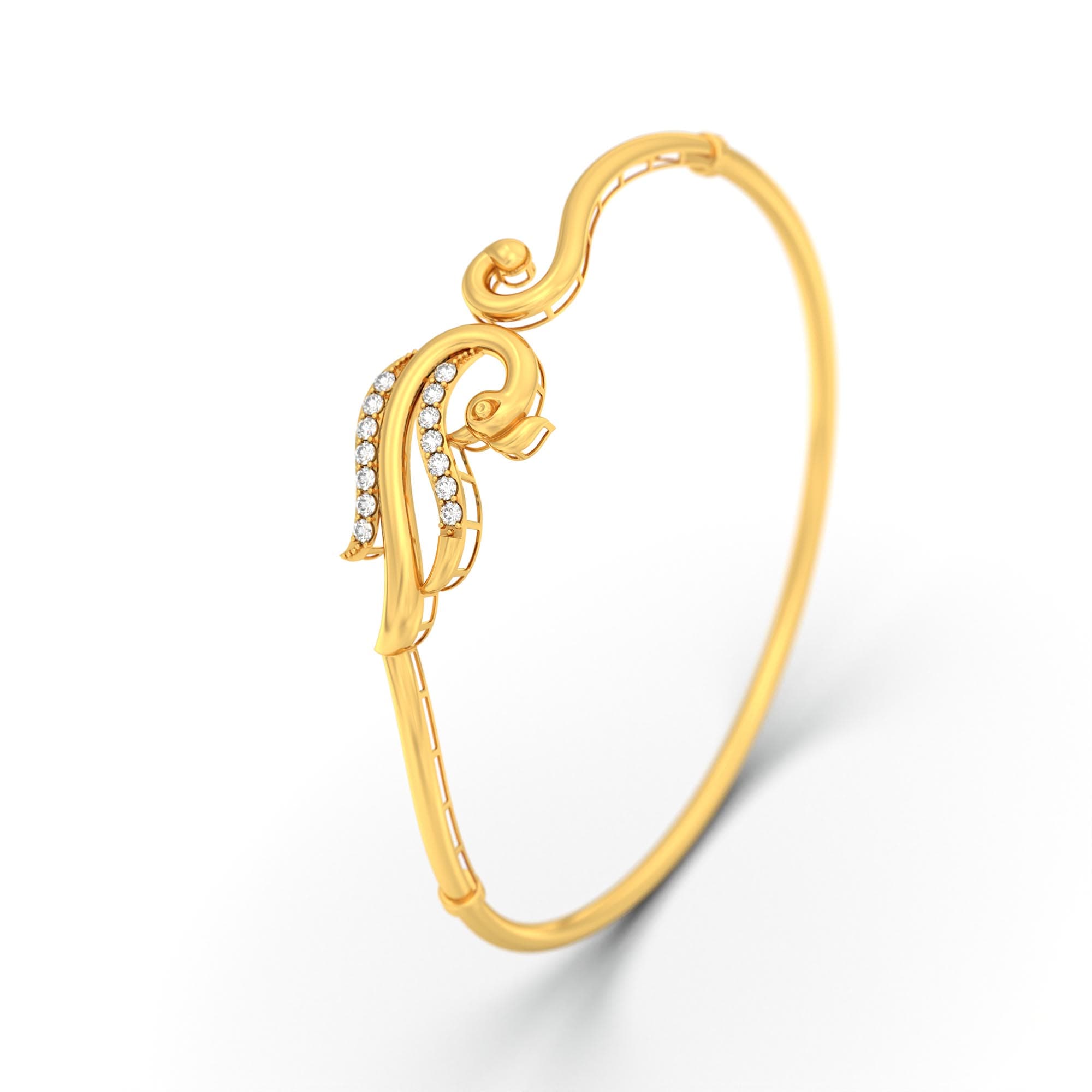 Lab-Grown Diamond Bangle in 22K Yellow Gold – 0.38 Ct, 14 Diamonds