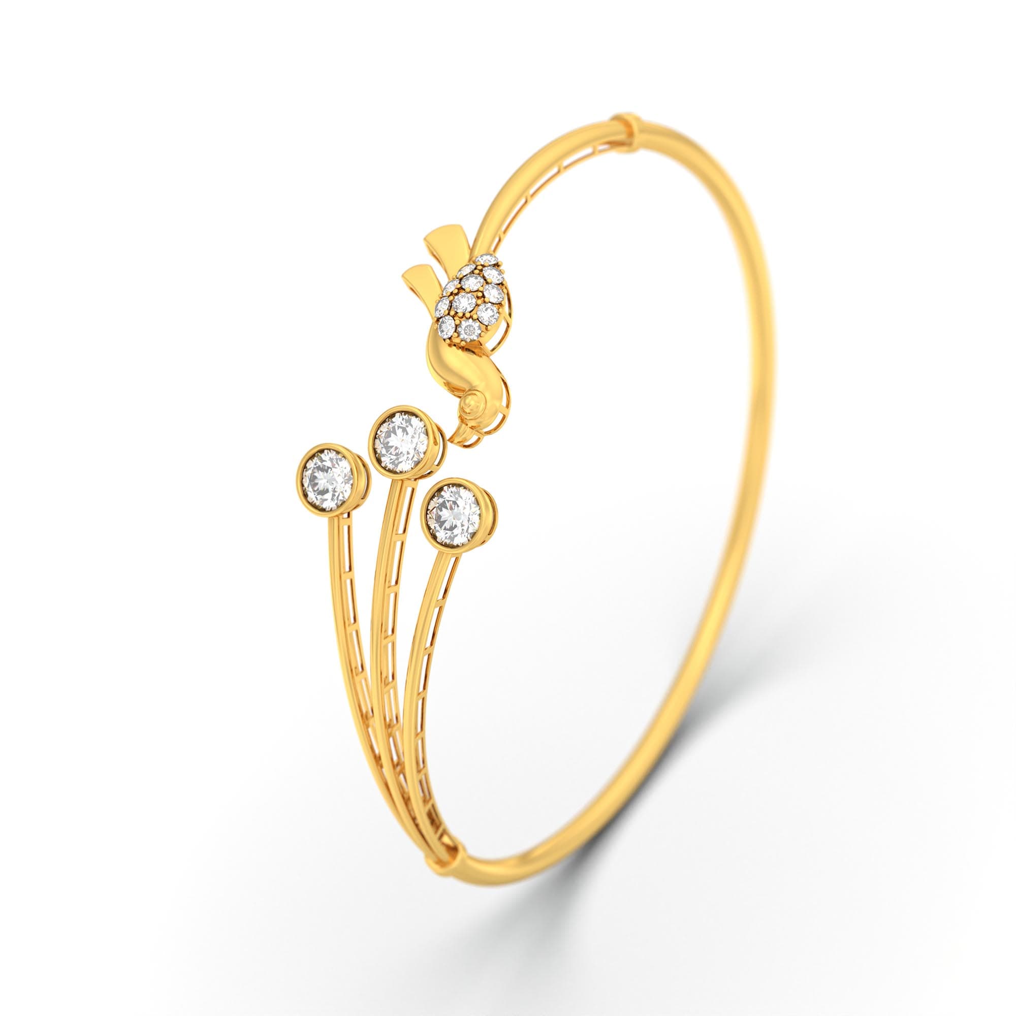 Lab-Grown Diamond Bangle in 22K Yellow Gold – 1.84 Ct, 14 Diamonds