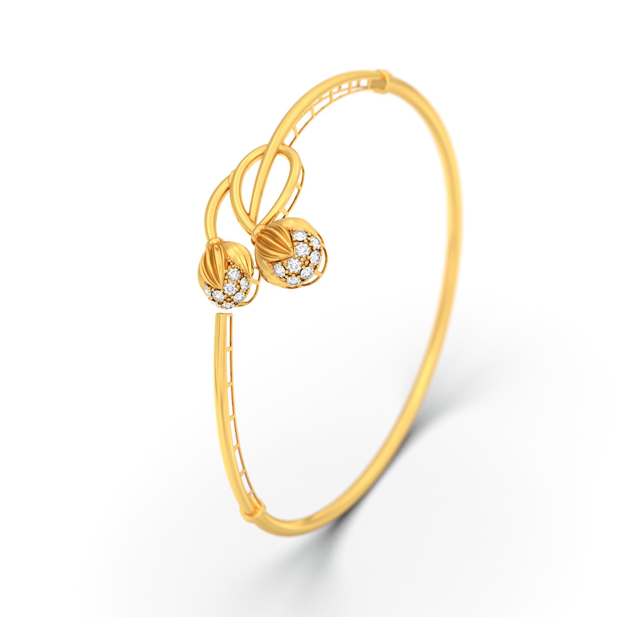 Lab-Grown Diamond Bangle in 22K Yellow Gold – 0.5 Ct, 16 Diamonds