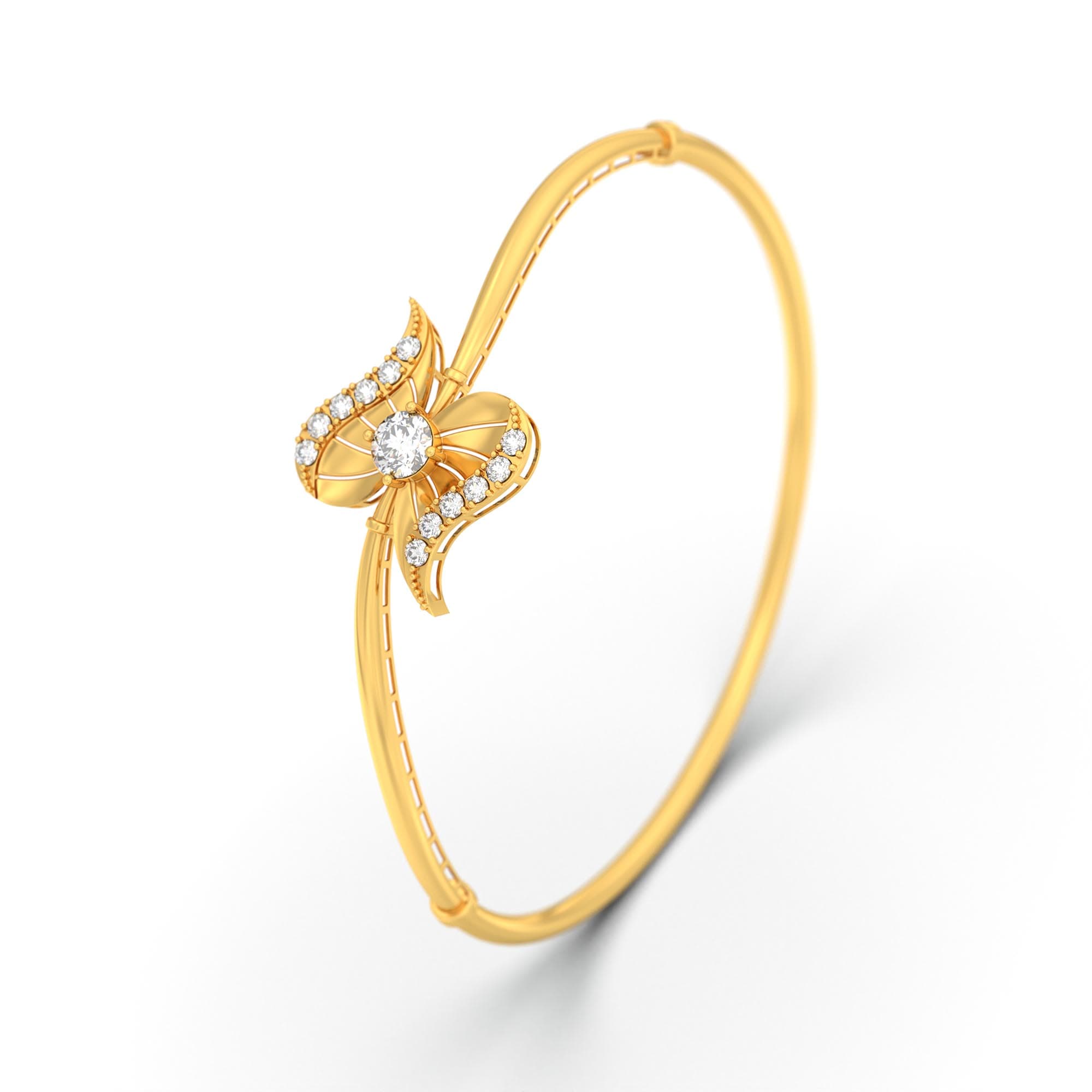 Lab-Grown Diamond Bangle in 22K Yellow Gold – 0.92 Ct, 13 Diamonds