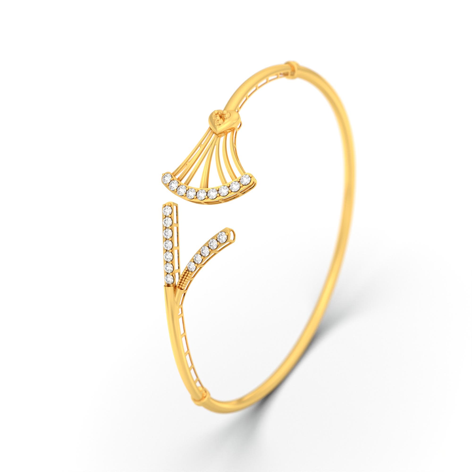 Lab-Grown Diamond Bangle in 22K Yellow Gold – 0.67 Ct, 21 Diamonds