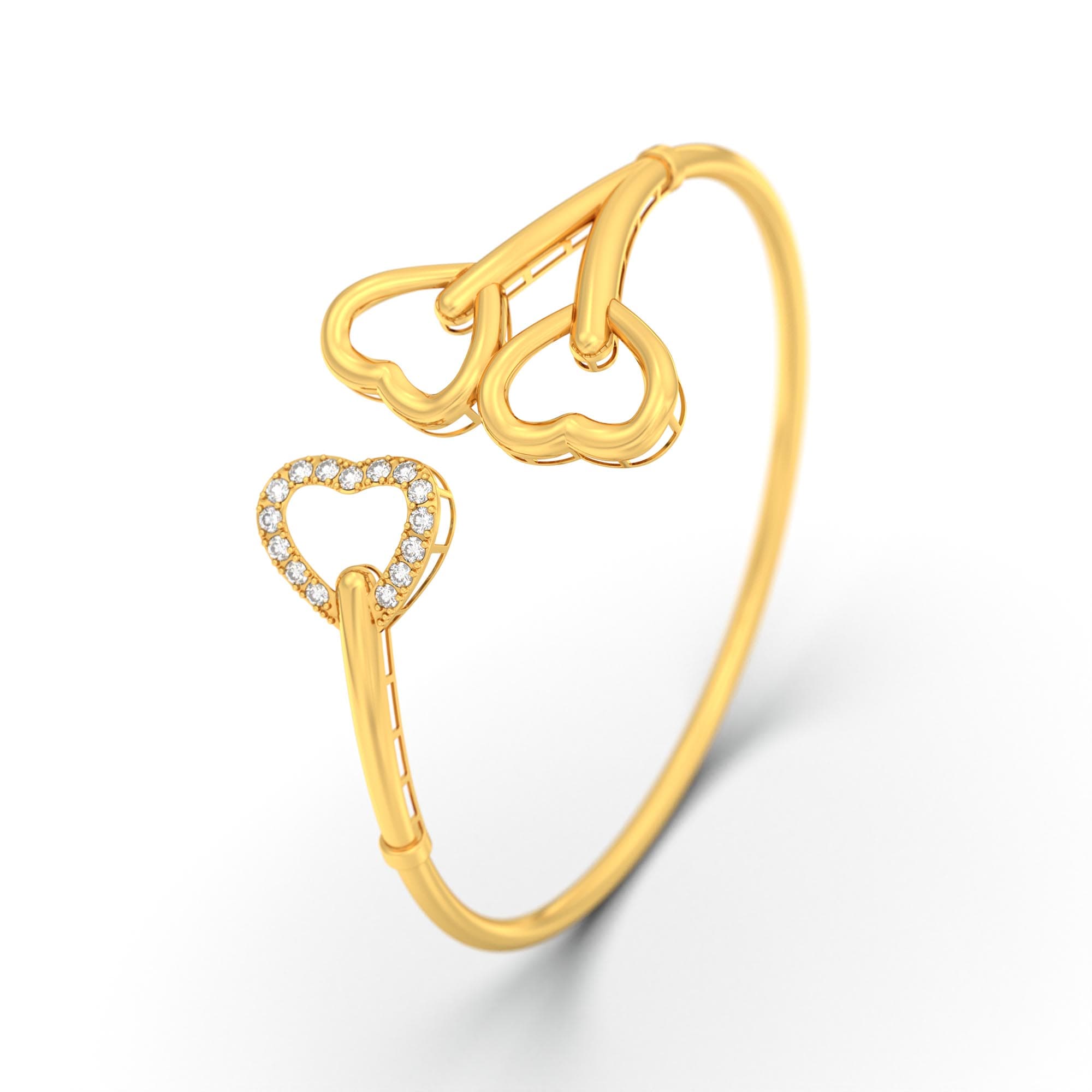 Lab-Grown Diamond Bangle in 22K Yellow Gold – 0.41 Ct, 15 Diamonds