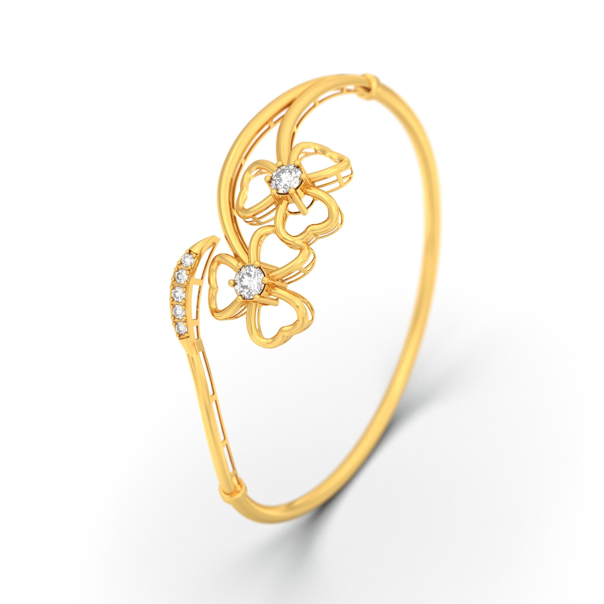 Lab-Grown Diamond Bangle in 22K Yellow Gold – 0.65 Ct, 7 Diamonds