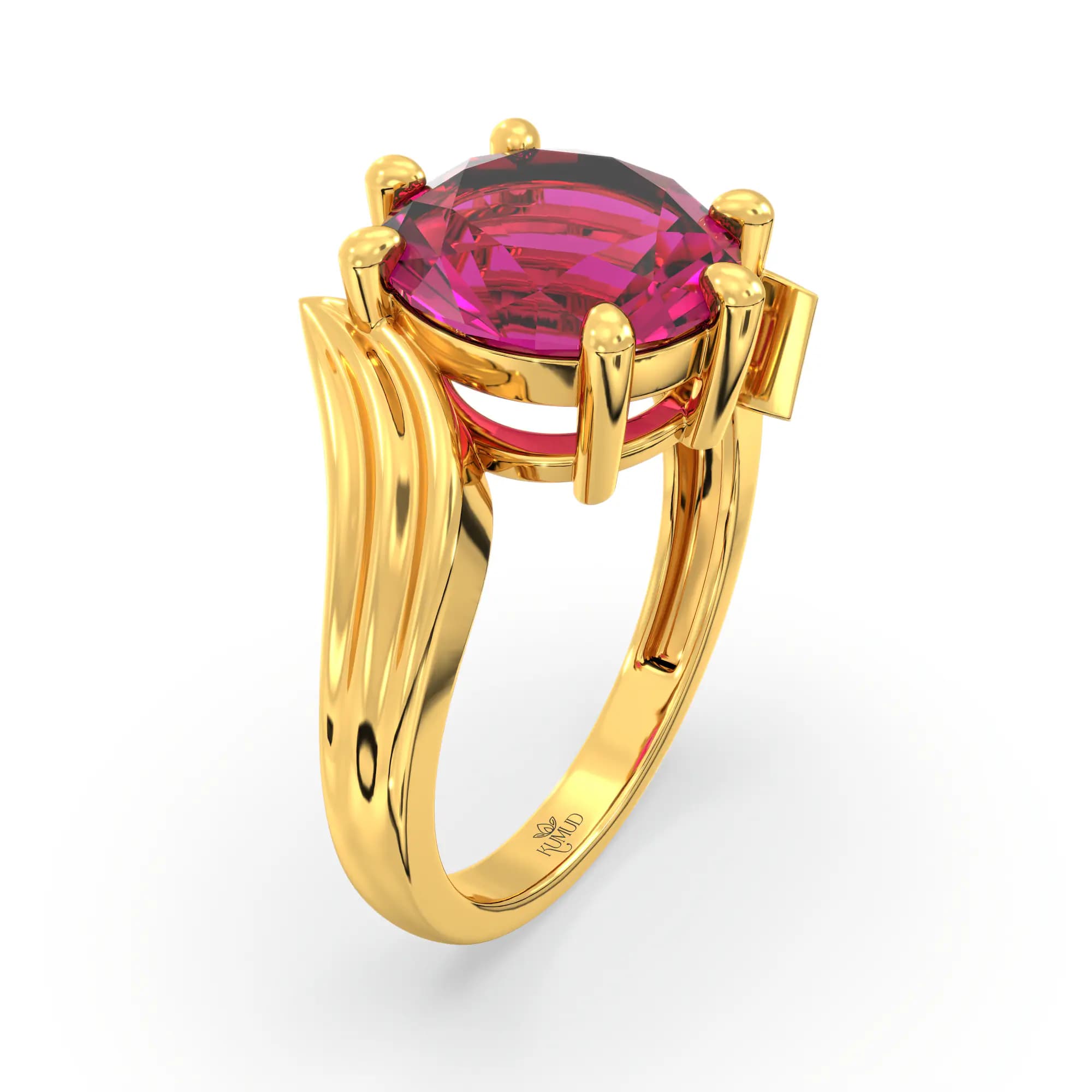 Ruby (Manik) Ring for Women in 22K Yellow Gold – Oval 9x8 mm, Prong Setting, 5 g (Design K17A-27)