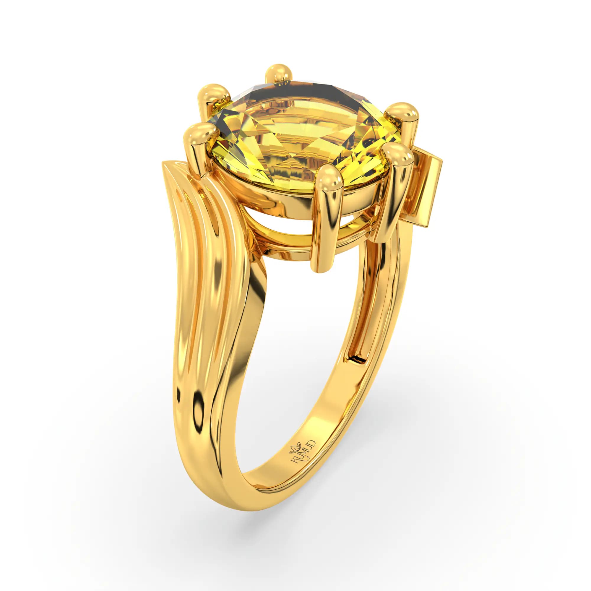 Yellow Sapphire (Pukhraj) Ring for Women in 22K Yellow Gold – Oval 9x8 mm, Prong Setting, 5 g (Design K17A-27)