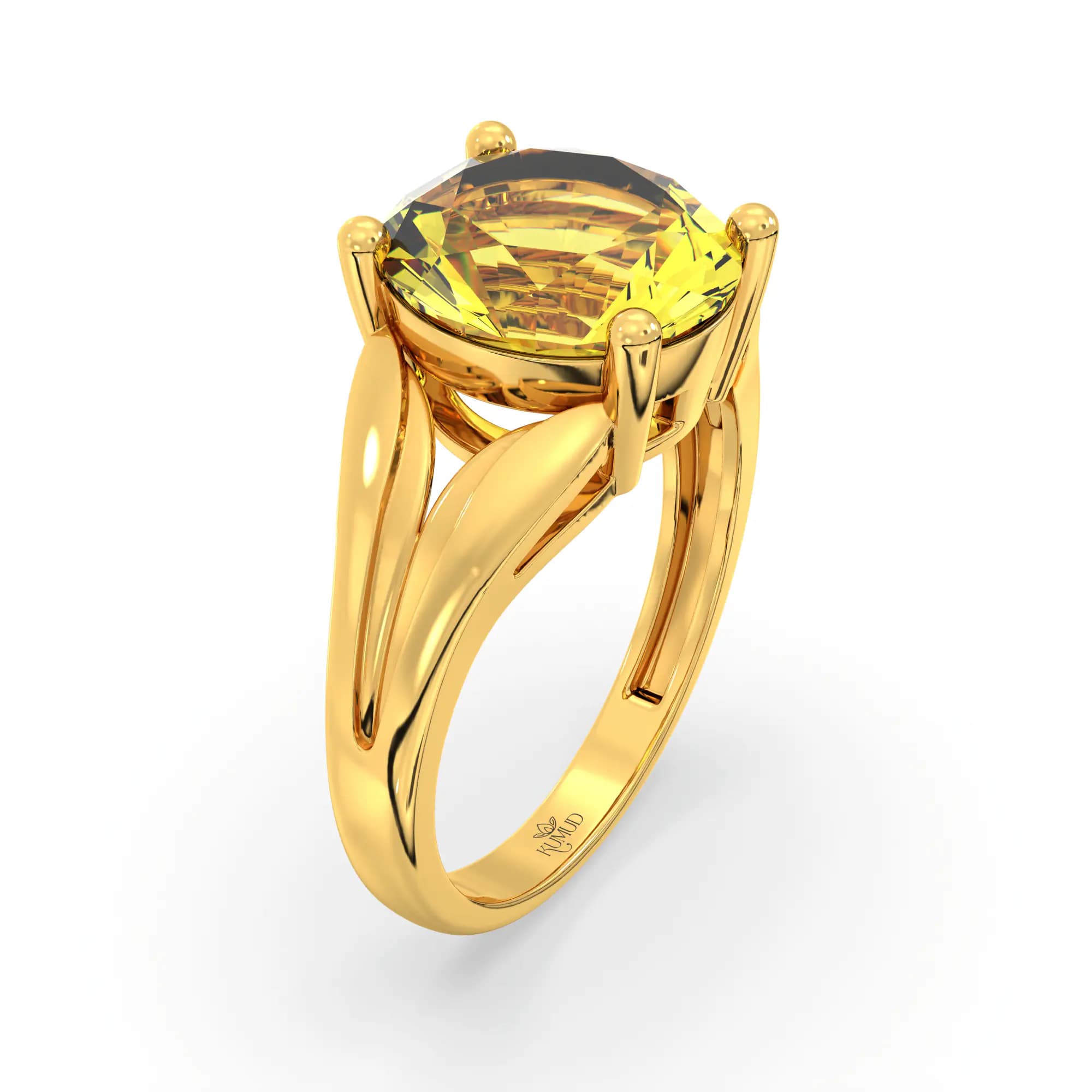 Yellow Sapphire (Pukhraj) Ring for Women in 22K Yellow Gold – Oval 9x8 mm, Prong Setting, 4 g (Design K17A-28)